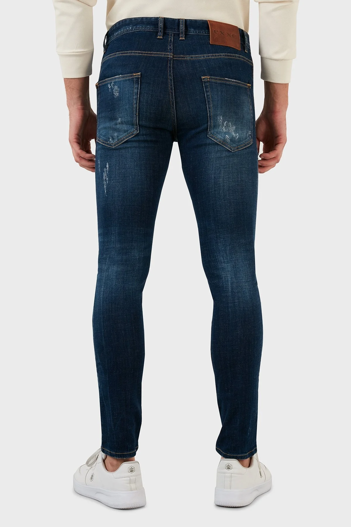 Exxe Pamuklu Yırtık Detaylı Normal Bel Skinny Fit Jeans Erkek Kot Pantolon 629DSK003 MAVİ - 6