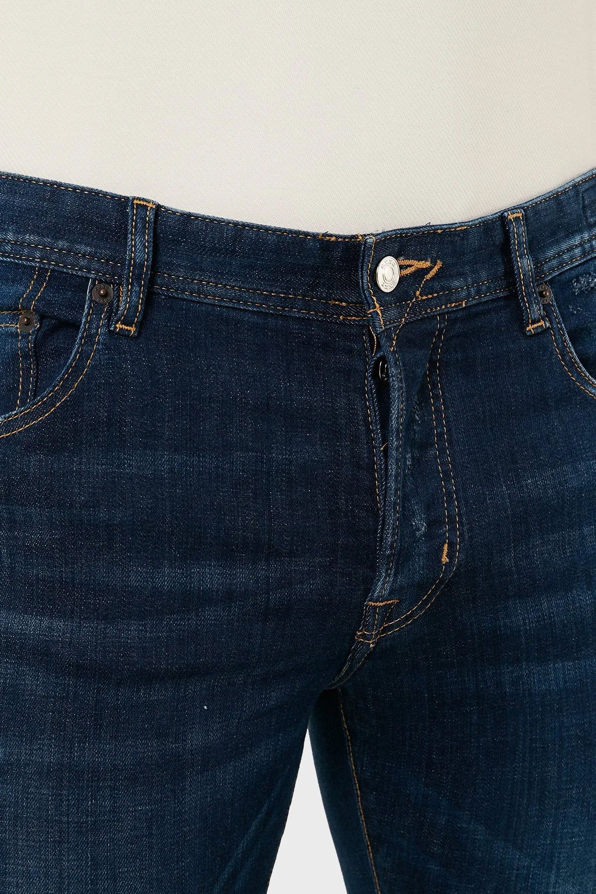 Exxe Pamuklu Yırtık Detaylı Normal Bel Skinny Fit Jeans Erkek Kot Pantolon 629DSK003 MAVİ - 5