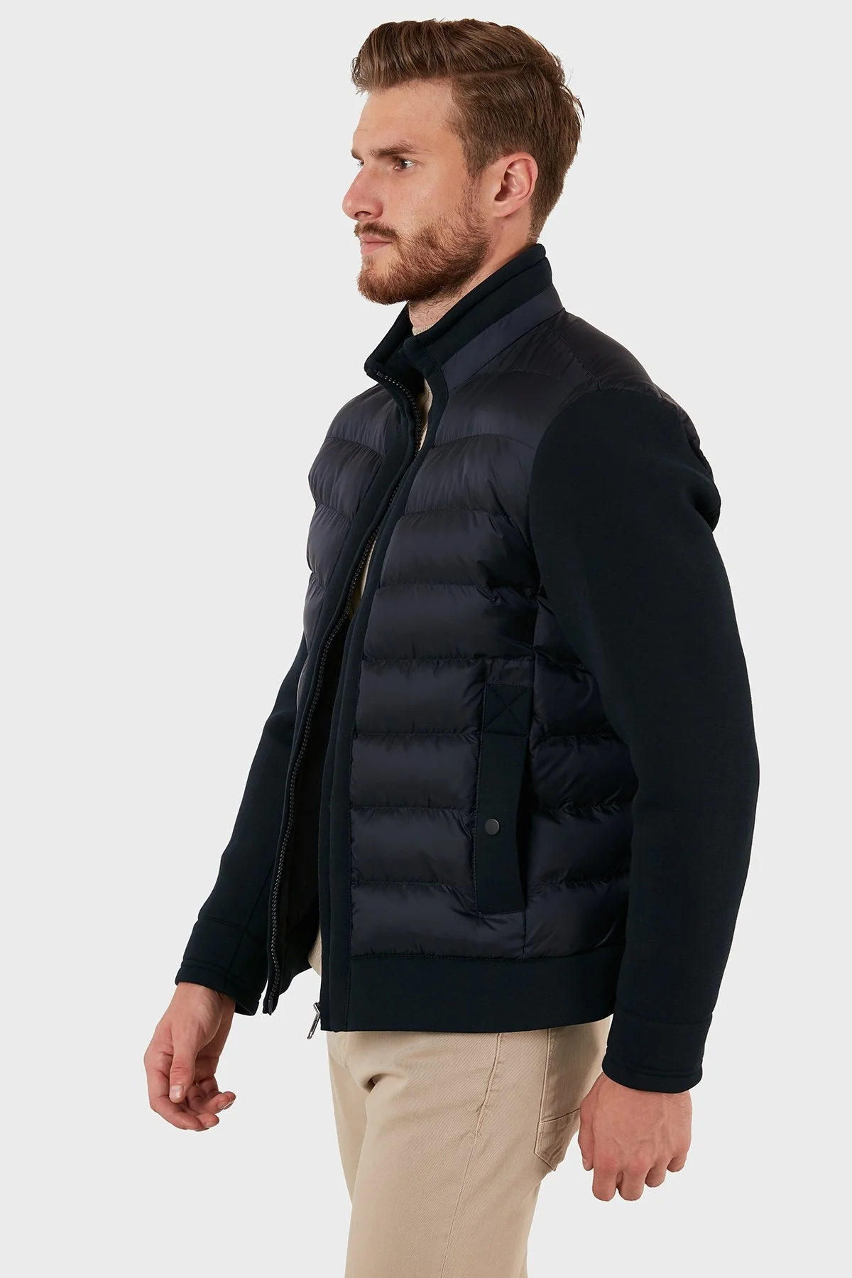 Exxe Slim Fit Fermuarlı Dik Yaka Erkek Mont EX4353 LACİVERT - 3