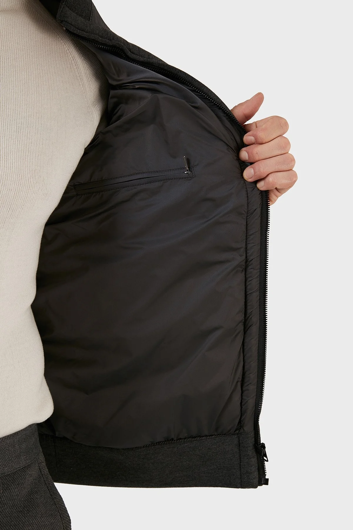 Exxe Slim Fit Fermuarlı Dik Yaka Erkek Mont EXK225316 GRİ - 5