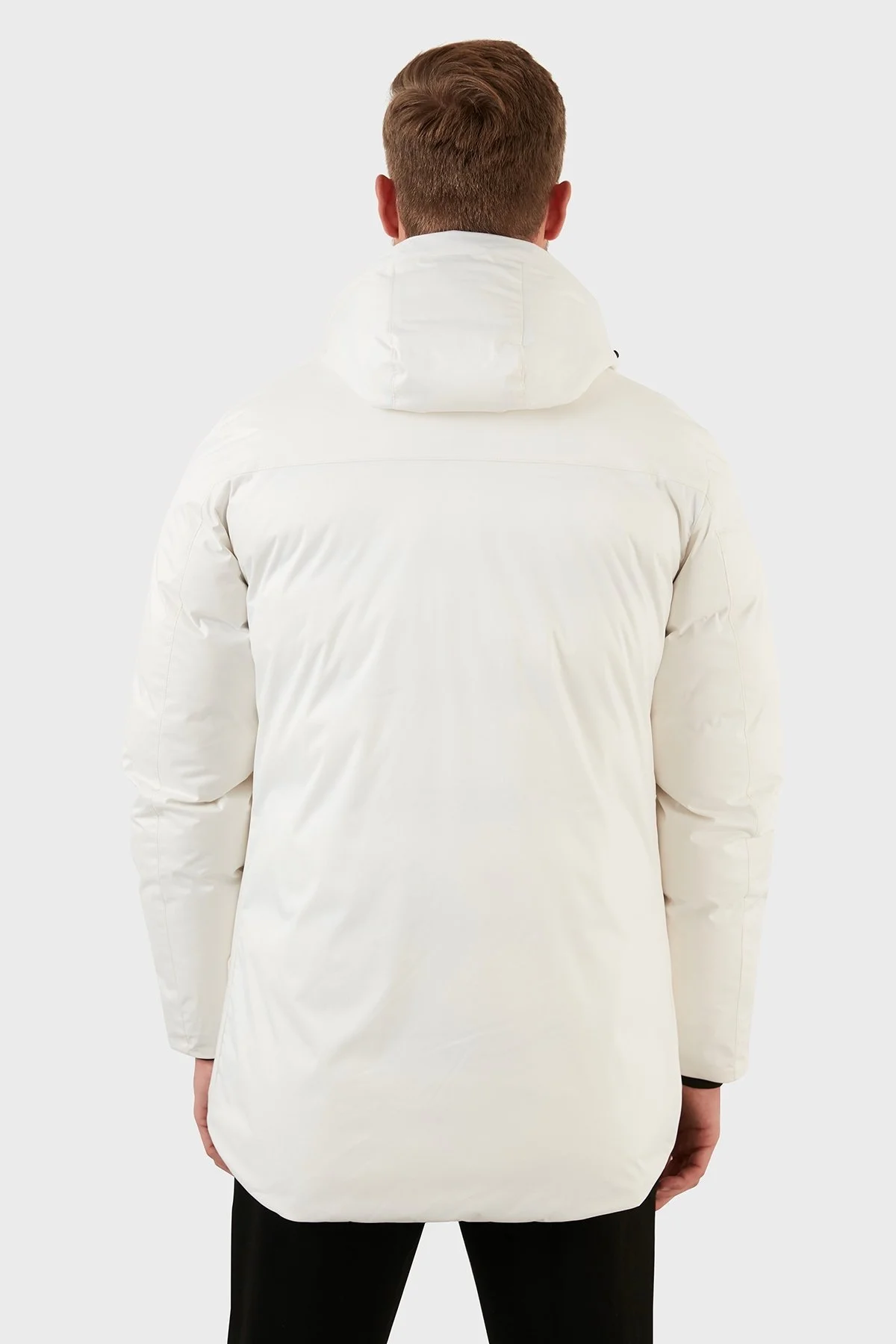 Exxe Su Geçirmez Fermuarlı Kapüşonlu Erkek Kaban EXK225508 BEYAZ - 6