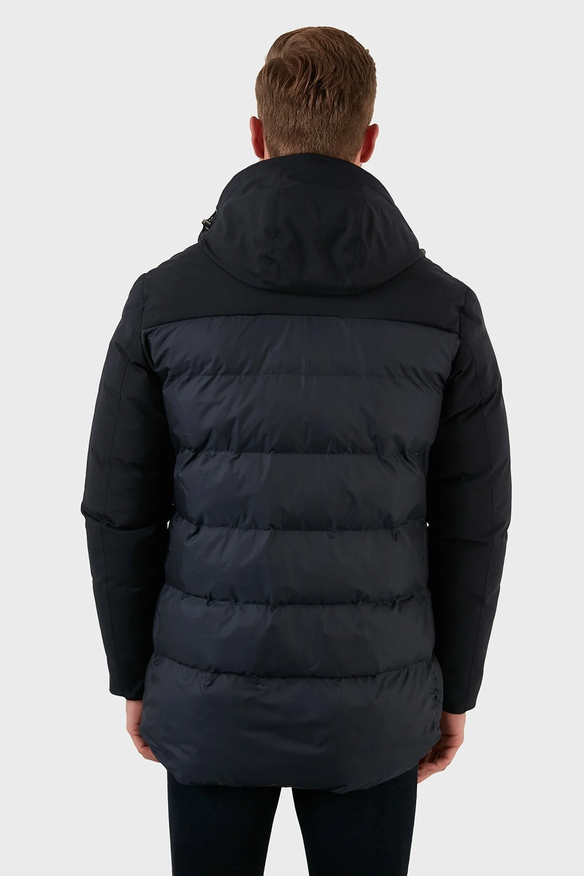 Exxe Su Geçirmez Fermuarlı Kapüşonlu Erkek Kaban EXK225510 LACİVERT - 6