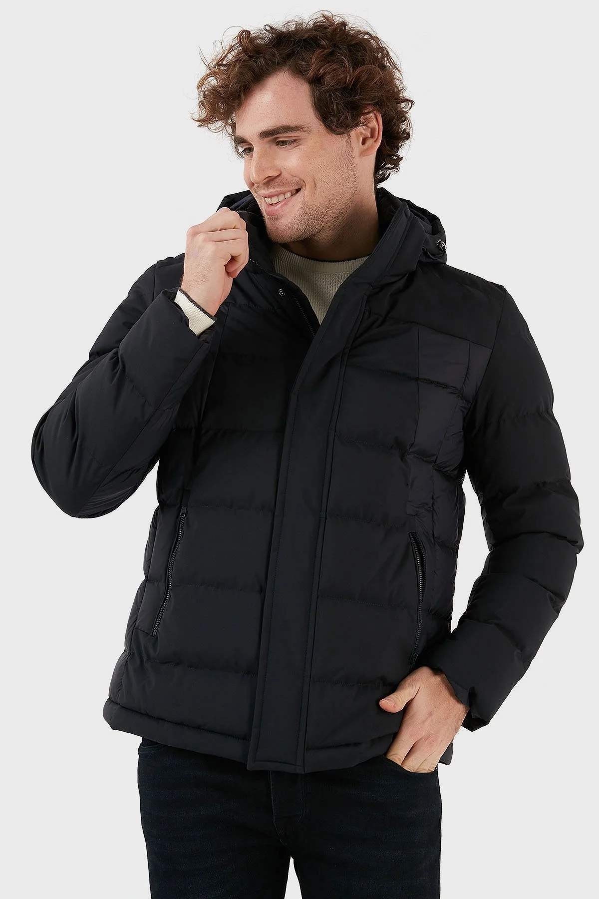 Exxe Suya Dayanıklı Kapüşonlu Regular Fit Erkek Mont EXK225313 LACİVERT - 2