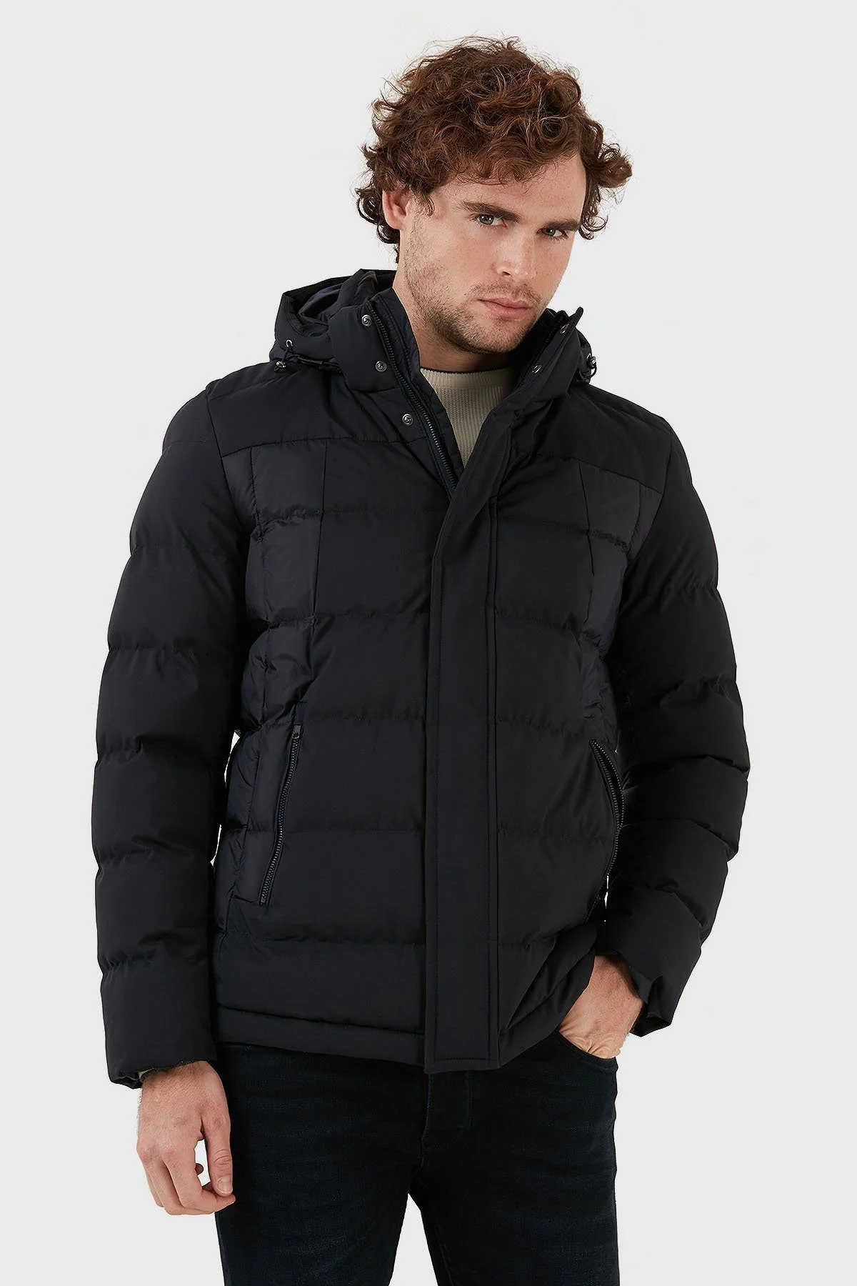 Exxe Suya Dayanıklı Kapüşonlu Regular Fit Erkek Mont EXK225313 LACİVERT - 3