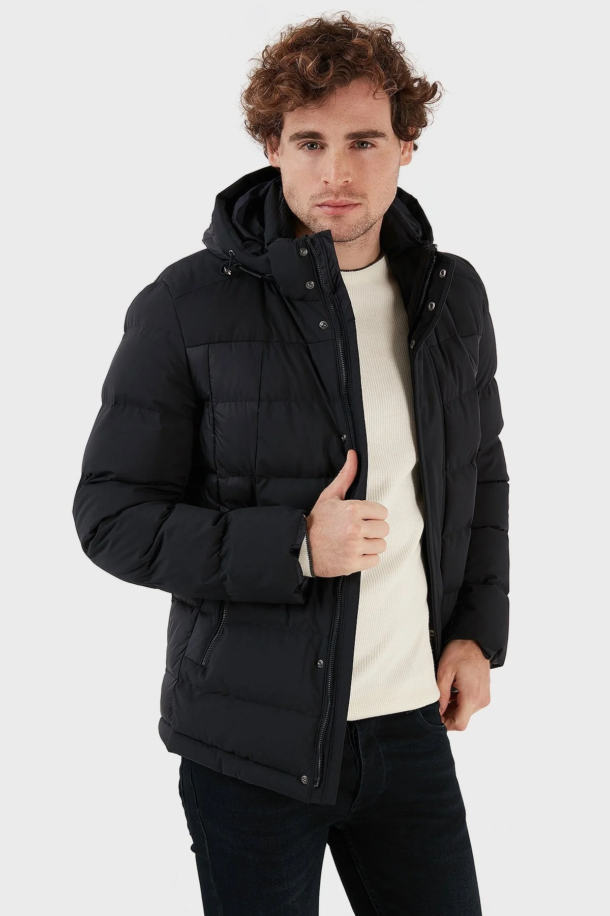 Exxe Suya Dayanıklı Kapüşonlu Regular Fit Erkek Mont EXK225313 LACİVERT - 4