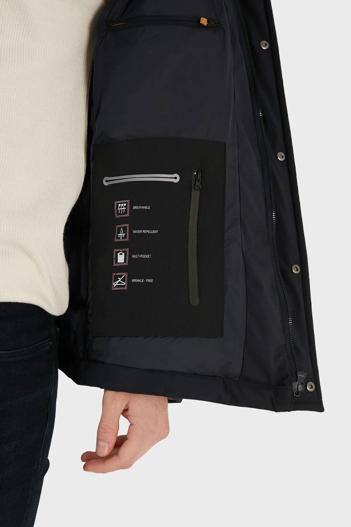 Exxe Suya Dayanıklı Kapüşonlu Regular Fit Erkek Mont EXK225313 LACİVERT - 7