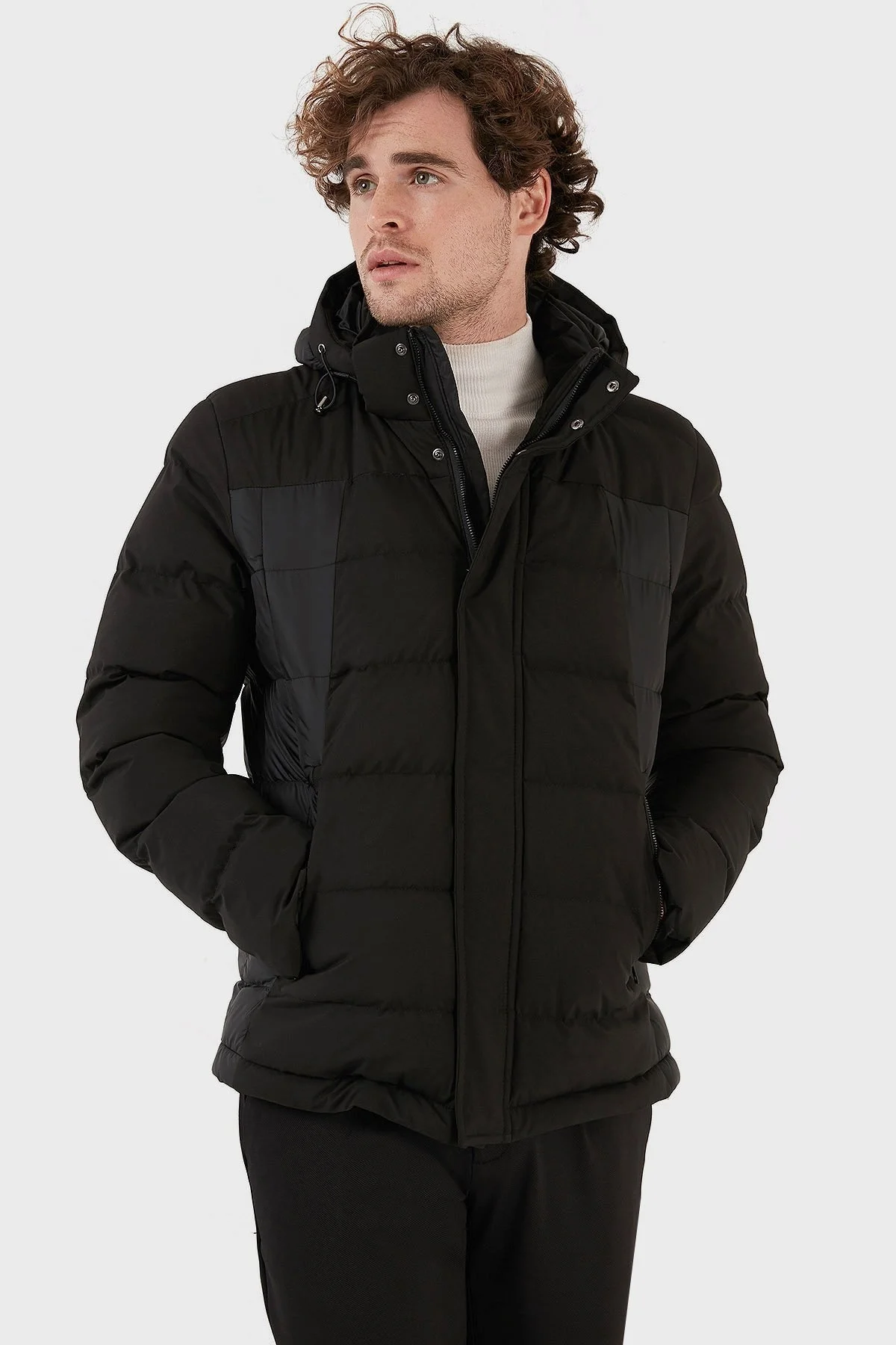 Exxe Suya Dayanıklı Kapüşonlu Regular Fit Erkek Mont EXK225313 SİYAH - 3