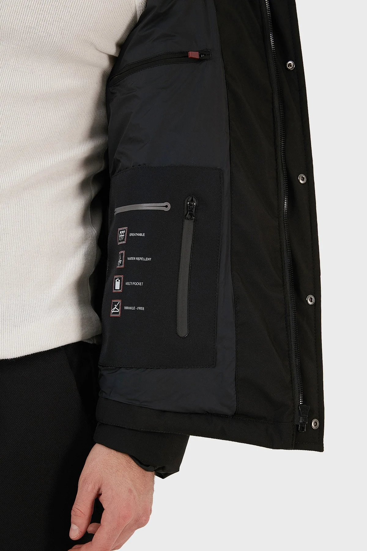 Exxe Suya Dayanıklı Kapüşonlu Regular Fit Erkek Mont EXK225313 SİYAH - 4