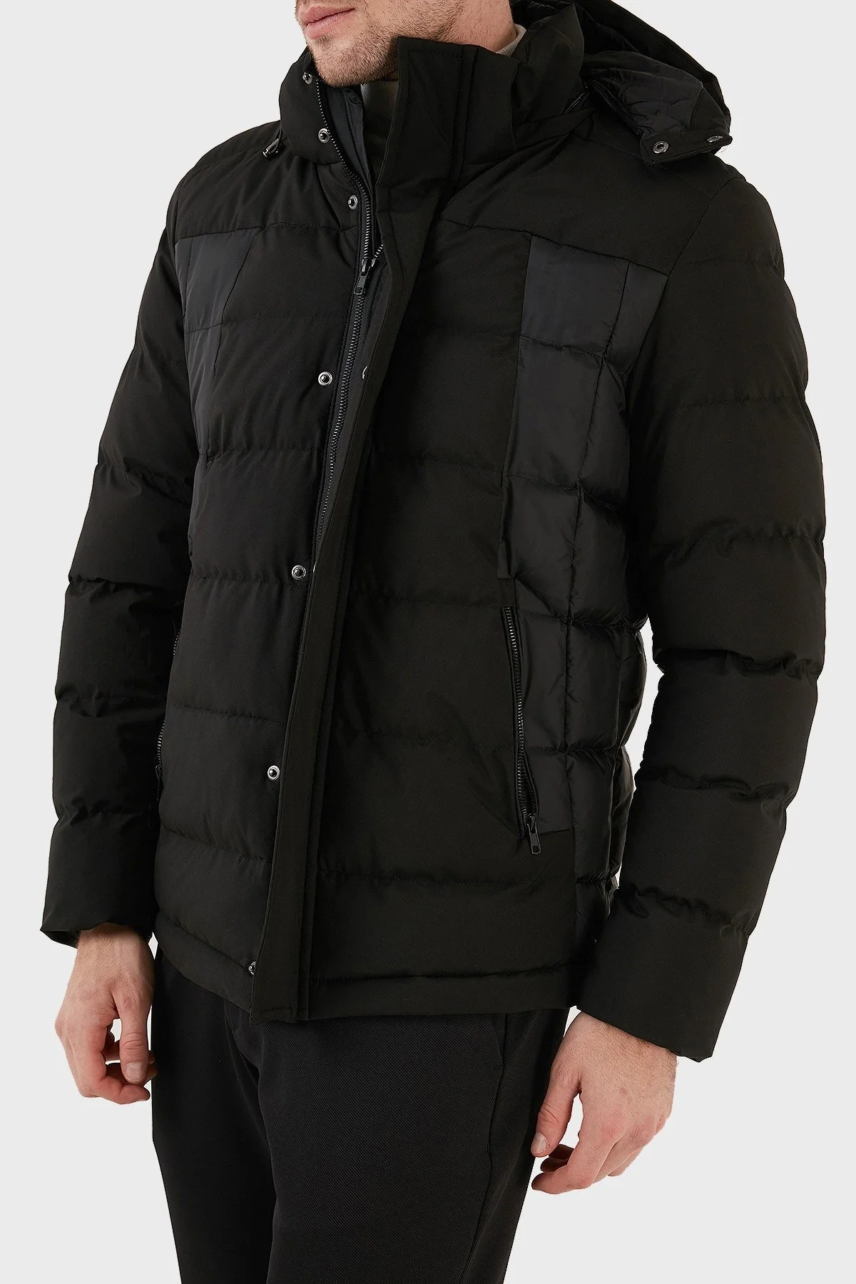 Exxe Suya Dayanıklı Kapüşonlu Regular Fit Erkek Mont EXK225313 SİYAH - 6