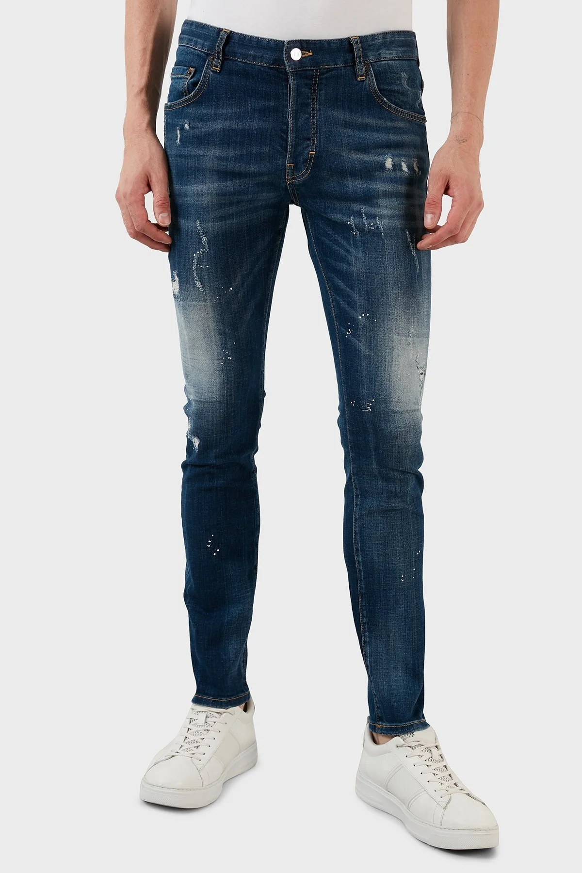 Exxe Yüksek Bel Slim Fit Dar Paça Pamuklu Jeans Erkek Kot Pantolon 629DSK001 MAVİ - 2