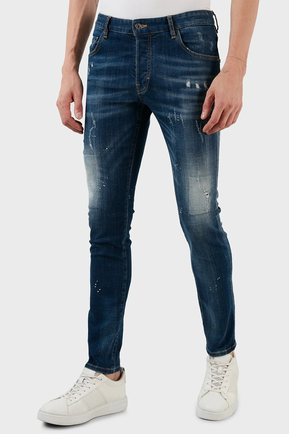Exxe Yüksek Bel Slim Fit Dar Paça Pamuklu Jeans Erkek Kot Pantolon 629DSK001 MAVİ - 3