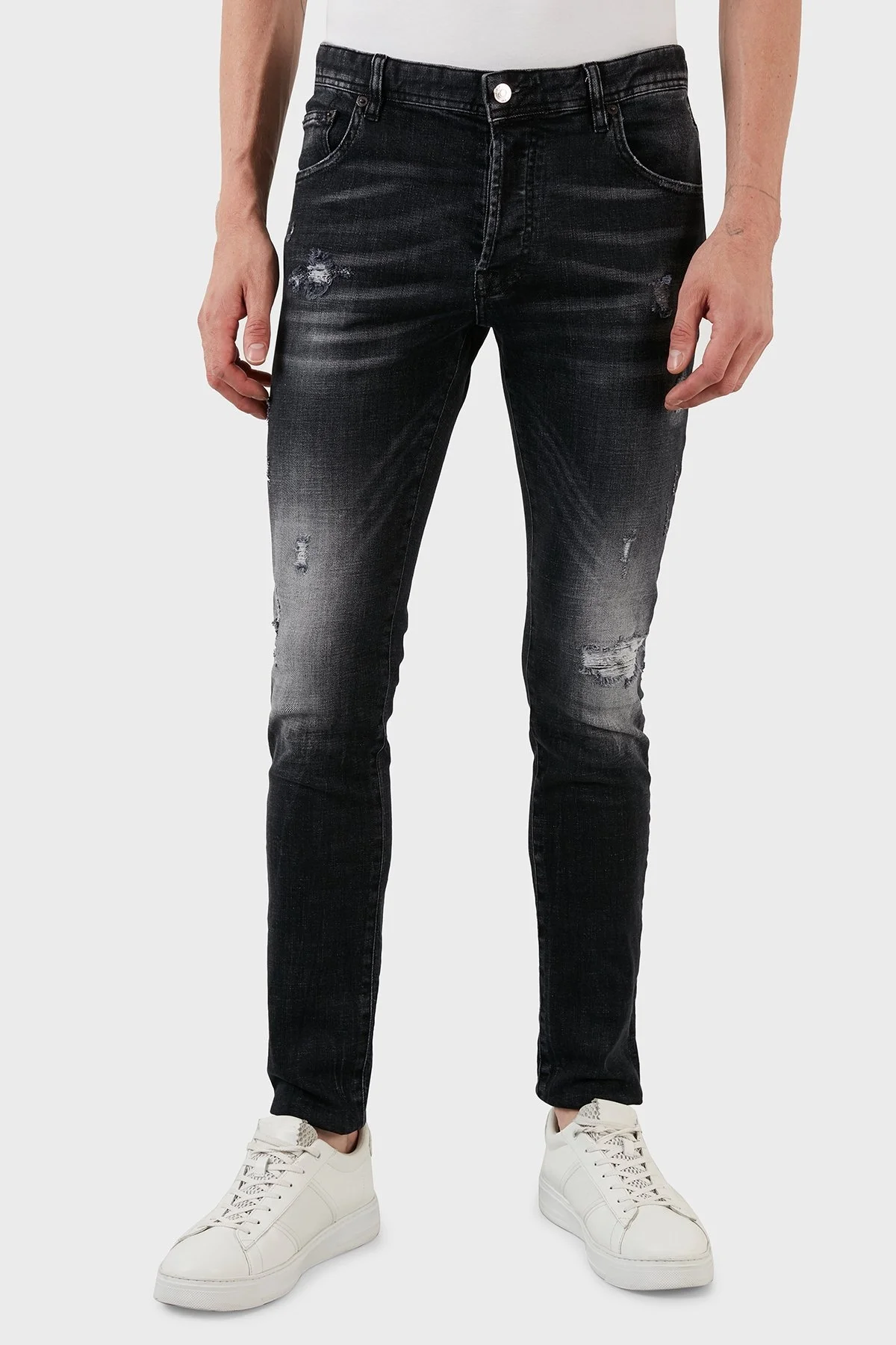 Exxe Yüksek Bel Slim Fit Dar Paça Pamuklu Jeans Erkek Kot Pantolon 629DSK002 ANTRASİT - 2