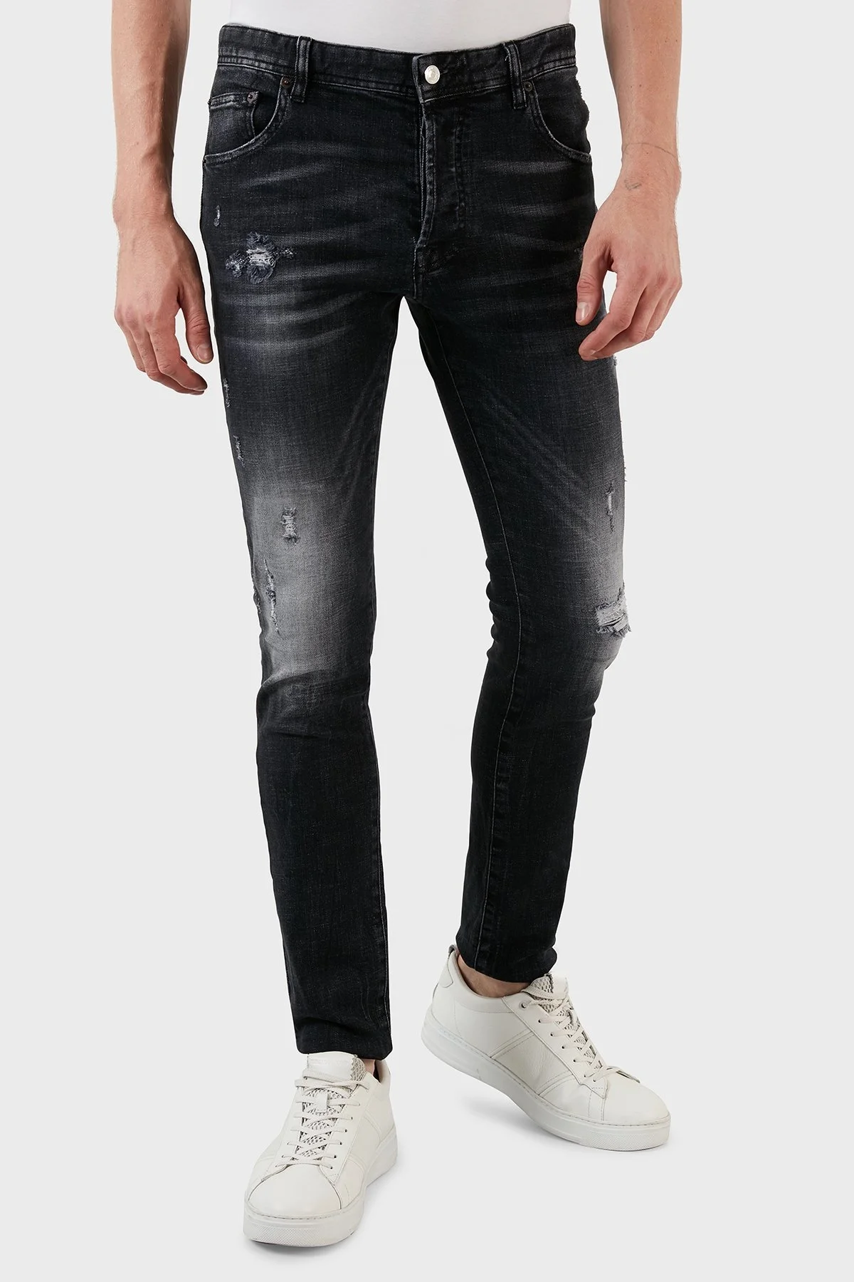 Exxe Yüksek Bel Slim Fit Dar Paça Pamuklu Jeans Erkek Kot Pantolon 629DSK002 ANTRASİT - 3