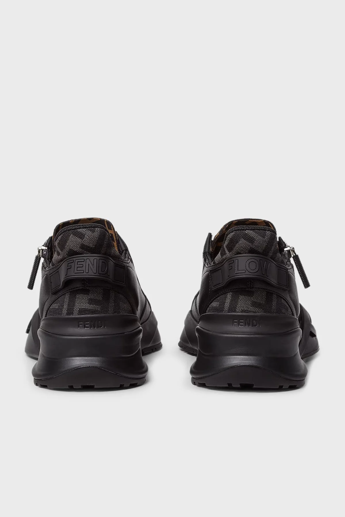 Fendi Hakiki Deri Logolu Bağcık ve Fermuarlı Sneaker Erkek Ayakkabı 7E1392 AJZH F1DV5 SİYAH - 4