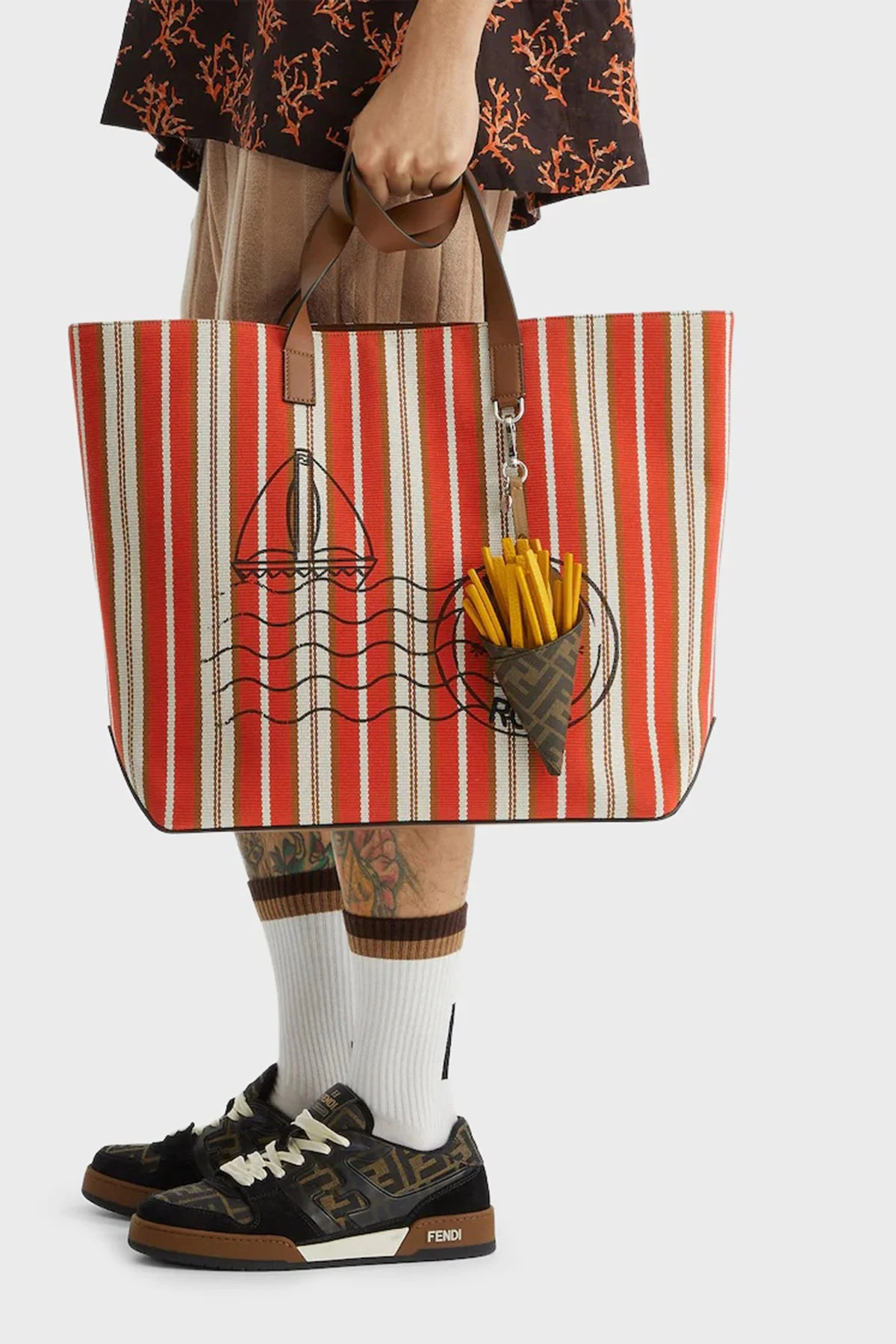 Fendi Jakarlı Süet Detaylı Sneaker Erkek Ayakkabı 7E1688 AQ6I F1PXA SİYAH-TABA - 2