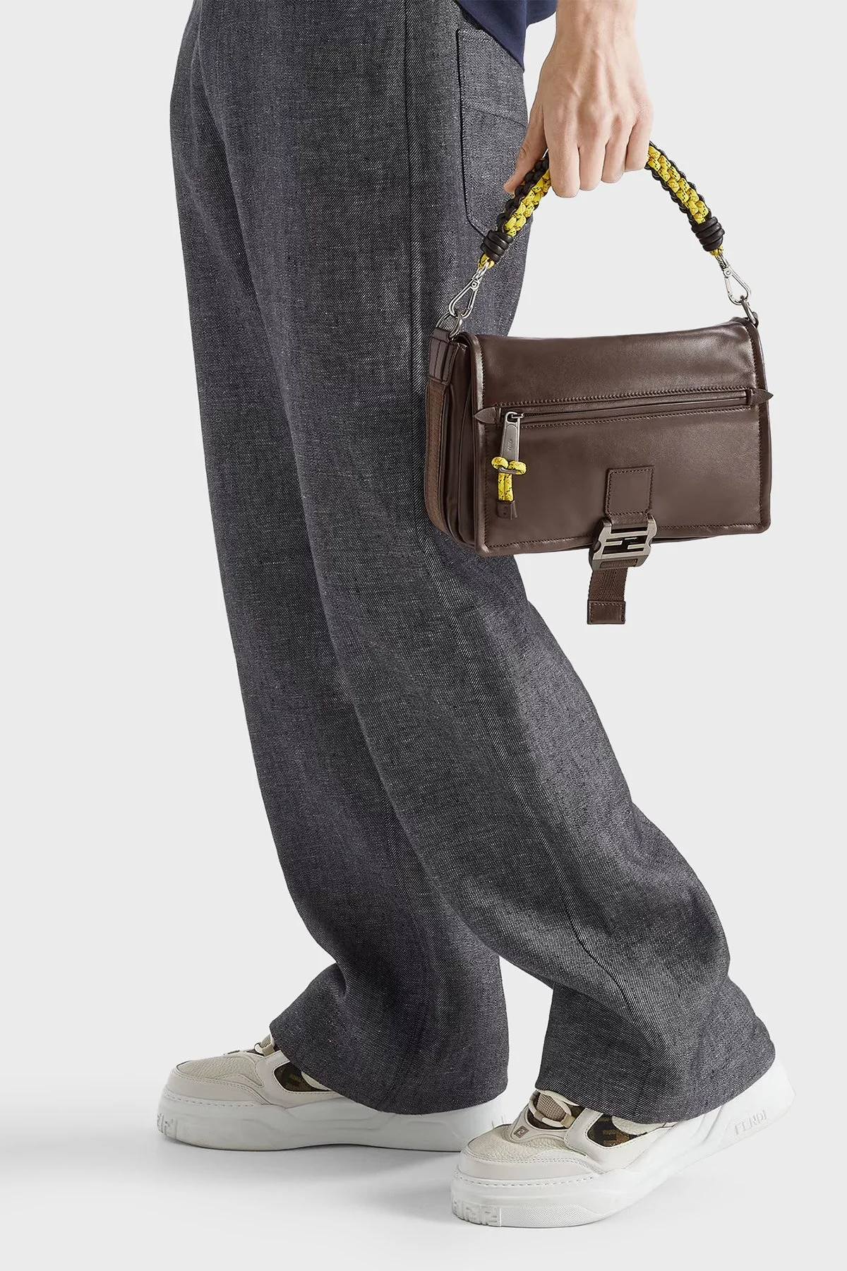 Fendi Logolu Deri Karışımlı Sneaker Erkek Ayakkabı 7E1728 AU20 F1RSR BEYAZ - 2