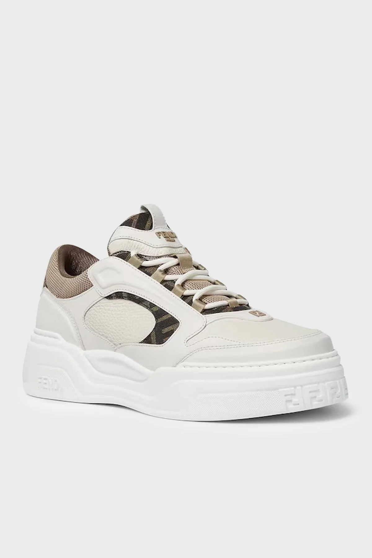Fendi Logolu Deri Karışımlı Sneaker Erkek Ayakkabı 7E1728 AU20 F1RSR BEYAZ - 3
