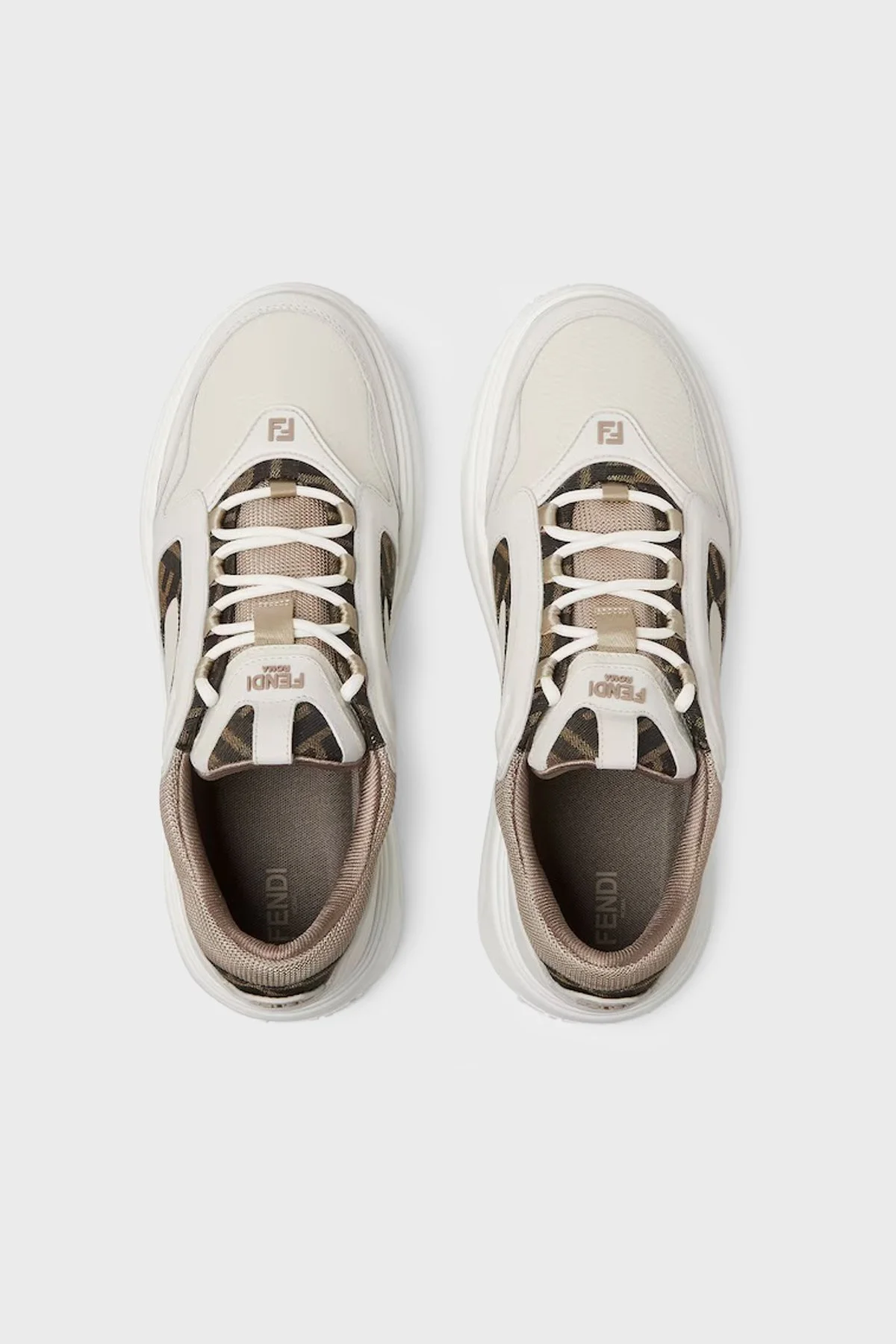 Fendi Logolu Deri Karışımlı Sneaker Erkek Ayakkabı 7E1728 AU20 F1RSR BEYAZ - 4