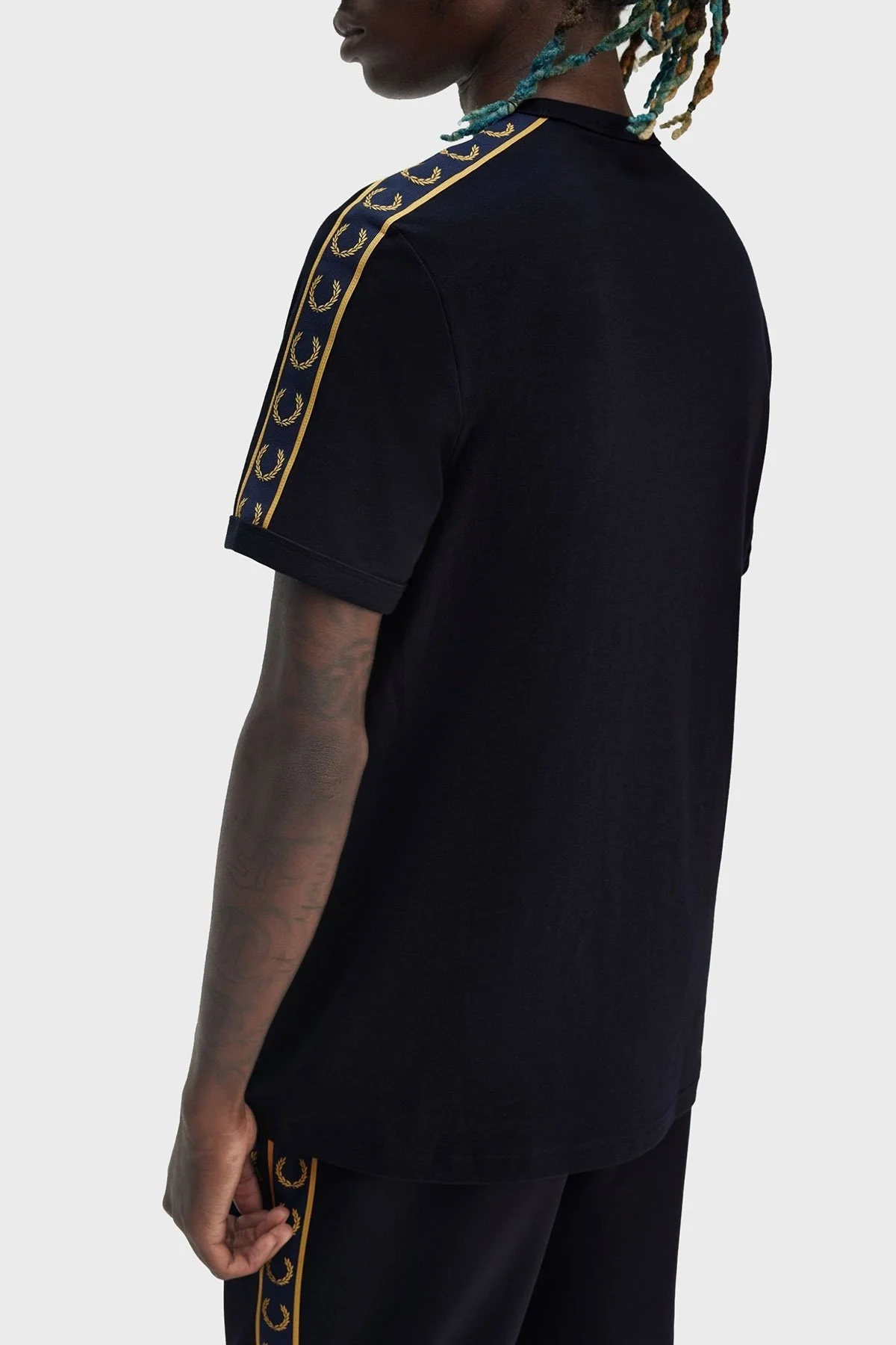 Fred Perry % 100 Pamuk Logo Baskılı Regular Fit Bisiklet Yaka Erkek T Shirt M4613 W75 LACİVERT - 10