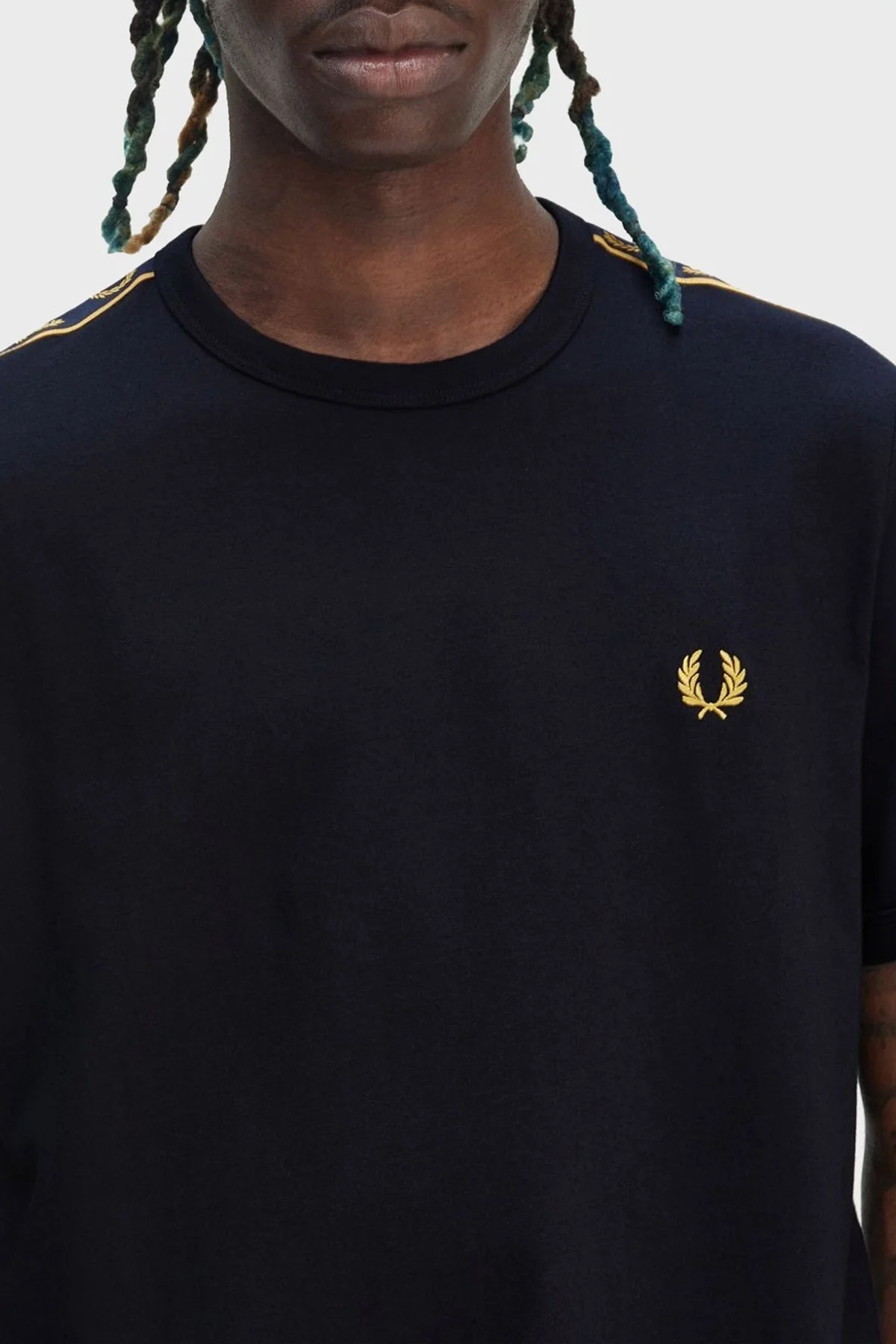 Fred Perry % 100 Pamuk Logo Baskılı Regular Fit Bisiklet Yaka Erkek T Shirt M4613 W75 LACİVERT - 12