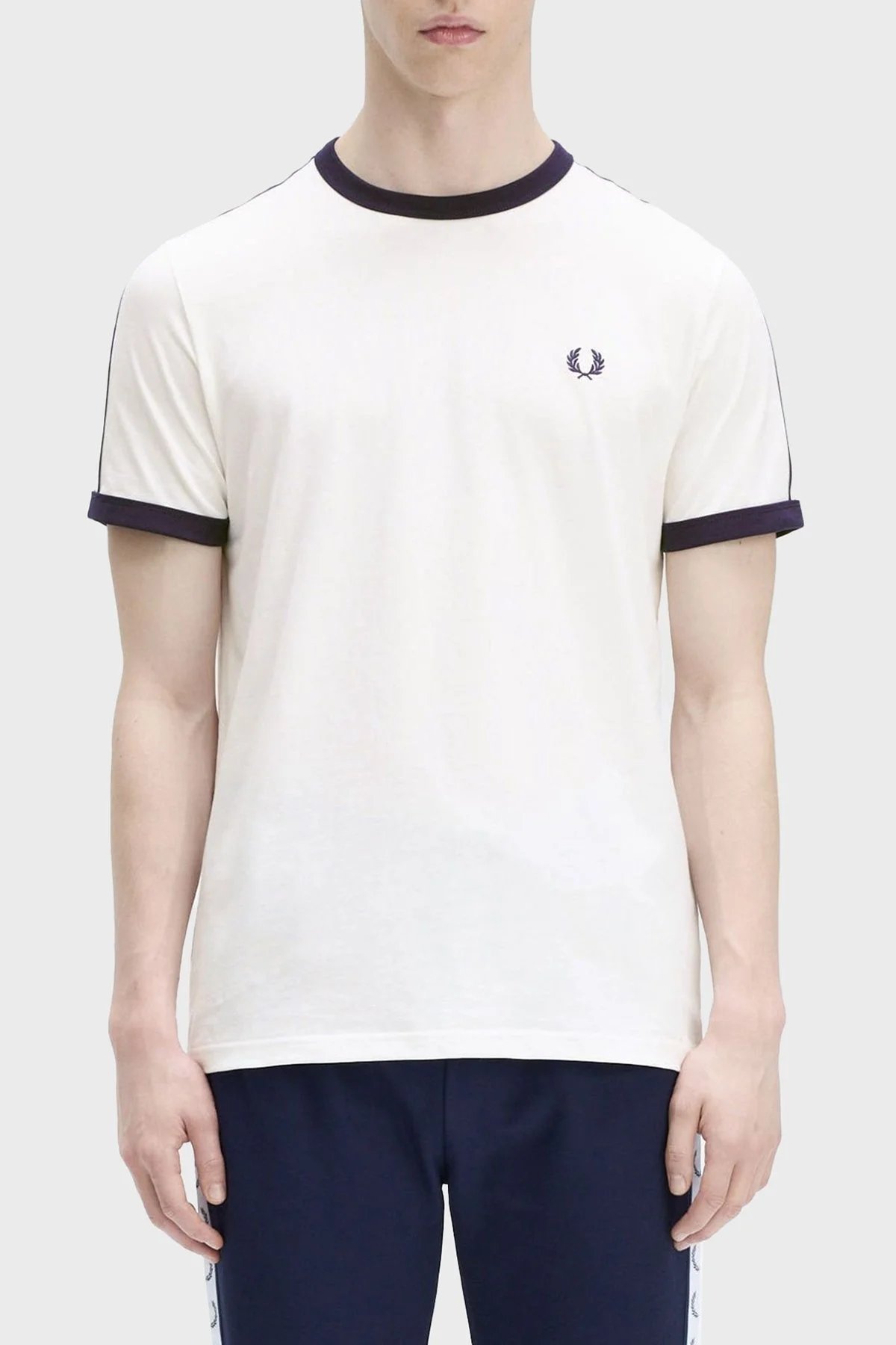 Fred Perry % 100 Pamuk Logo Baskılı Regular Fit Bisiklet Yaka Erkek T Shirt M4620 129 BEYAZ - 8