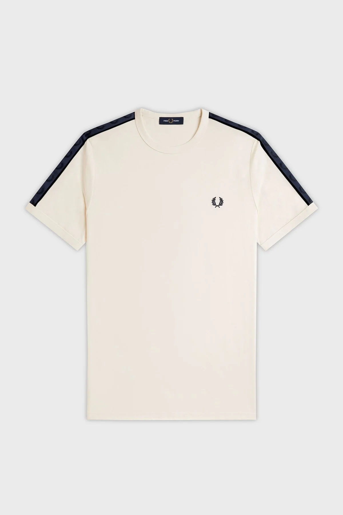 Fred Perry % 100 Pamuk Regular Fit Bisiklet Yaka Bant Detaylı Erkek T Shirt M4613 170 BEYAZ - 12