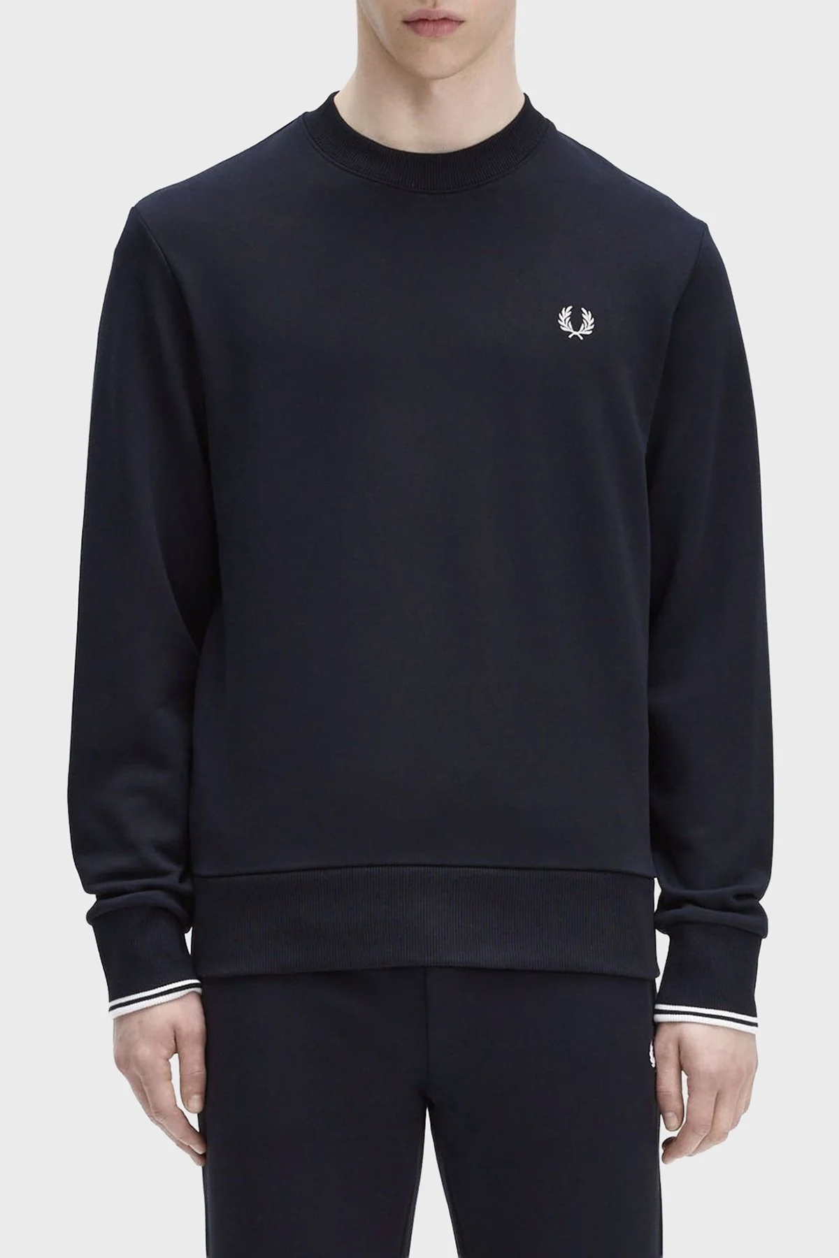 Fred Perry % 100 Pamuk Regular Fit Bisiklet Yaka Logolu Erkek Sweat M7535 248 LACİVERT - 1