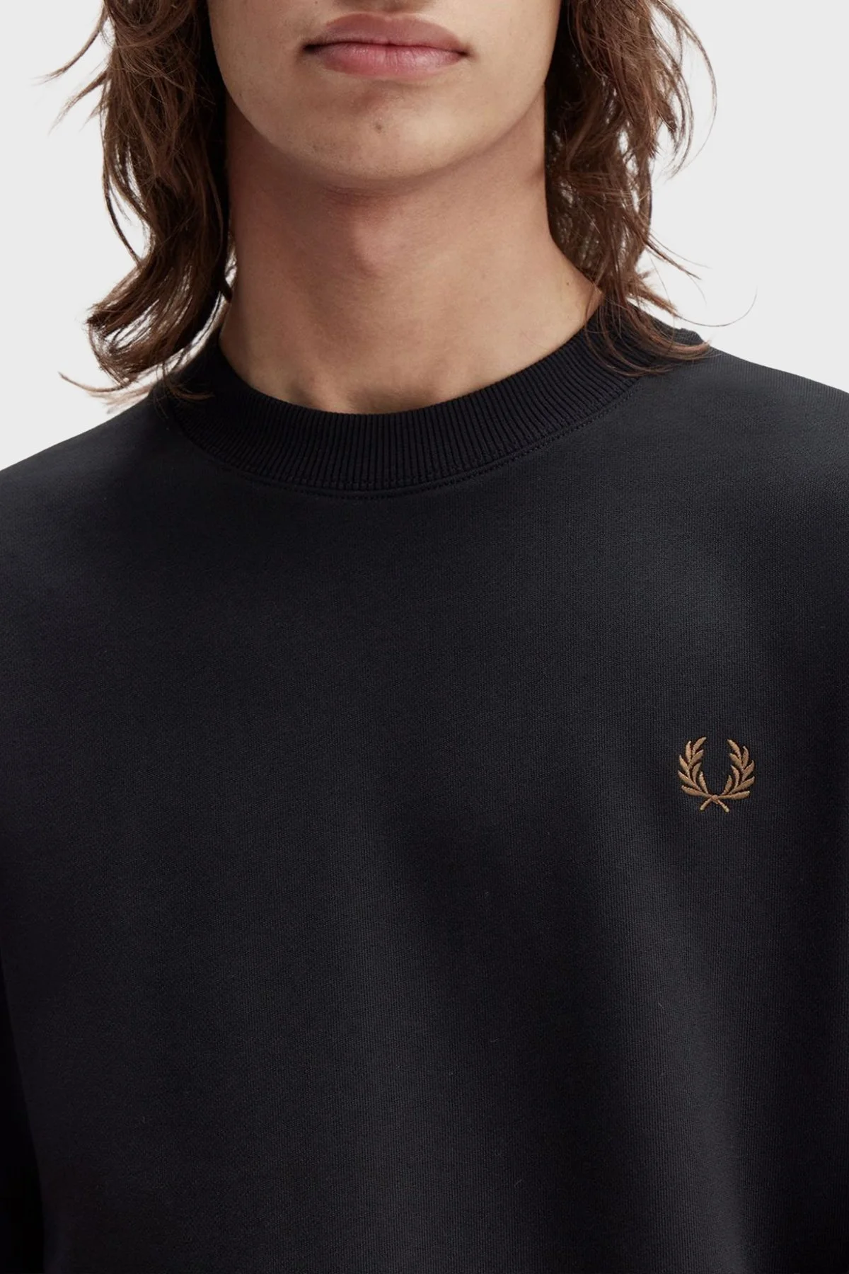 Fred Perry % 100 Pamuk Regular Fit Bisiklet Yaka Logolu Erkek Sweat M7535 S77 SİYAH - 4