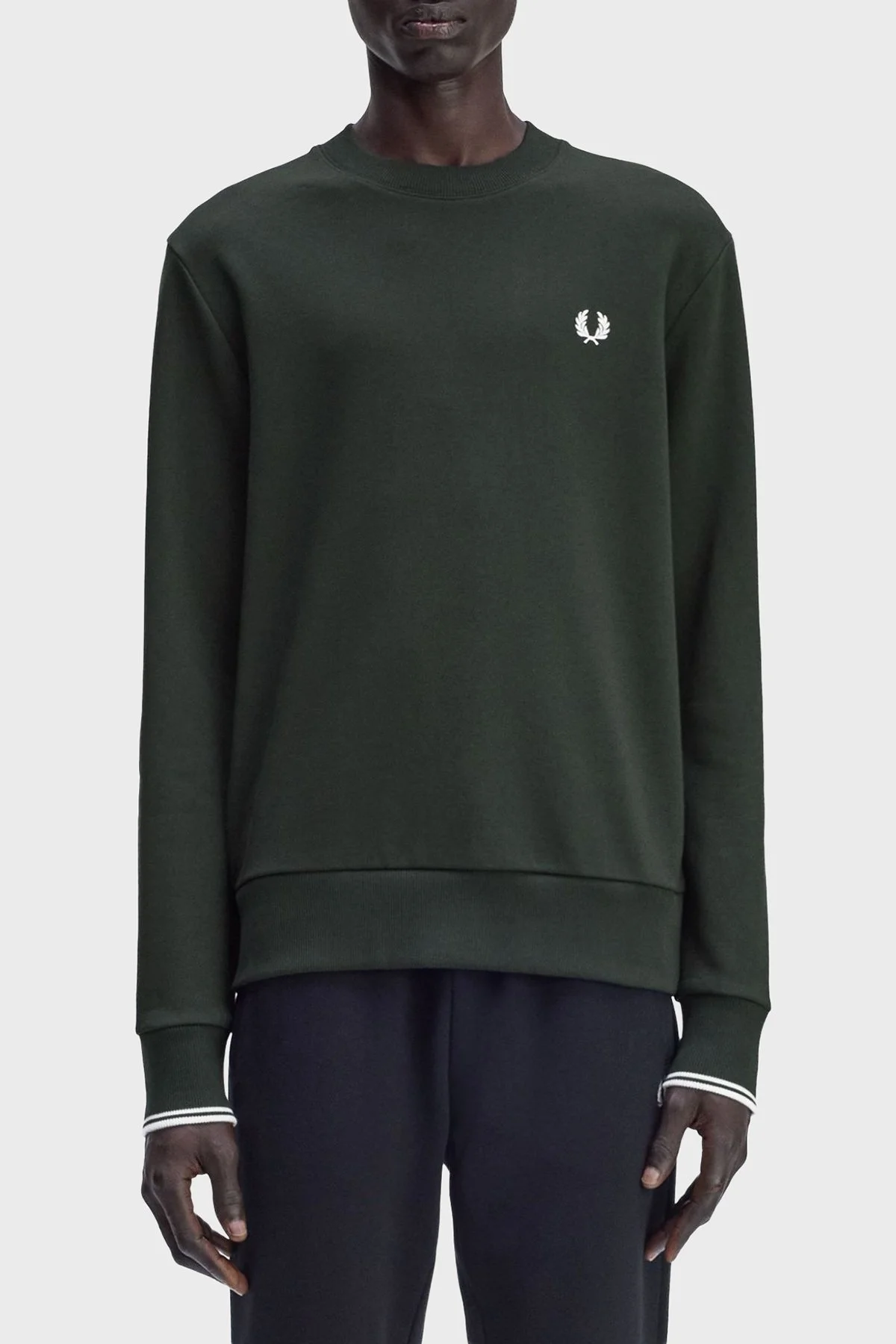 Fred Perry % 100 Pamuk Regular Fit Bisiklet Yaka Logolu Erkek Sweat M7535 T50 YEŞİL - 1