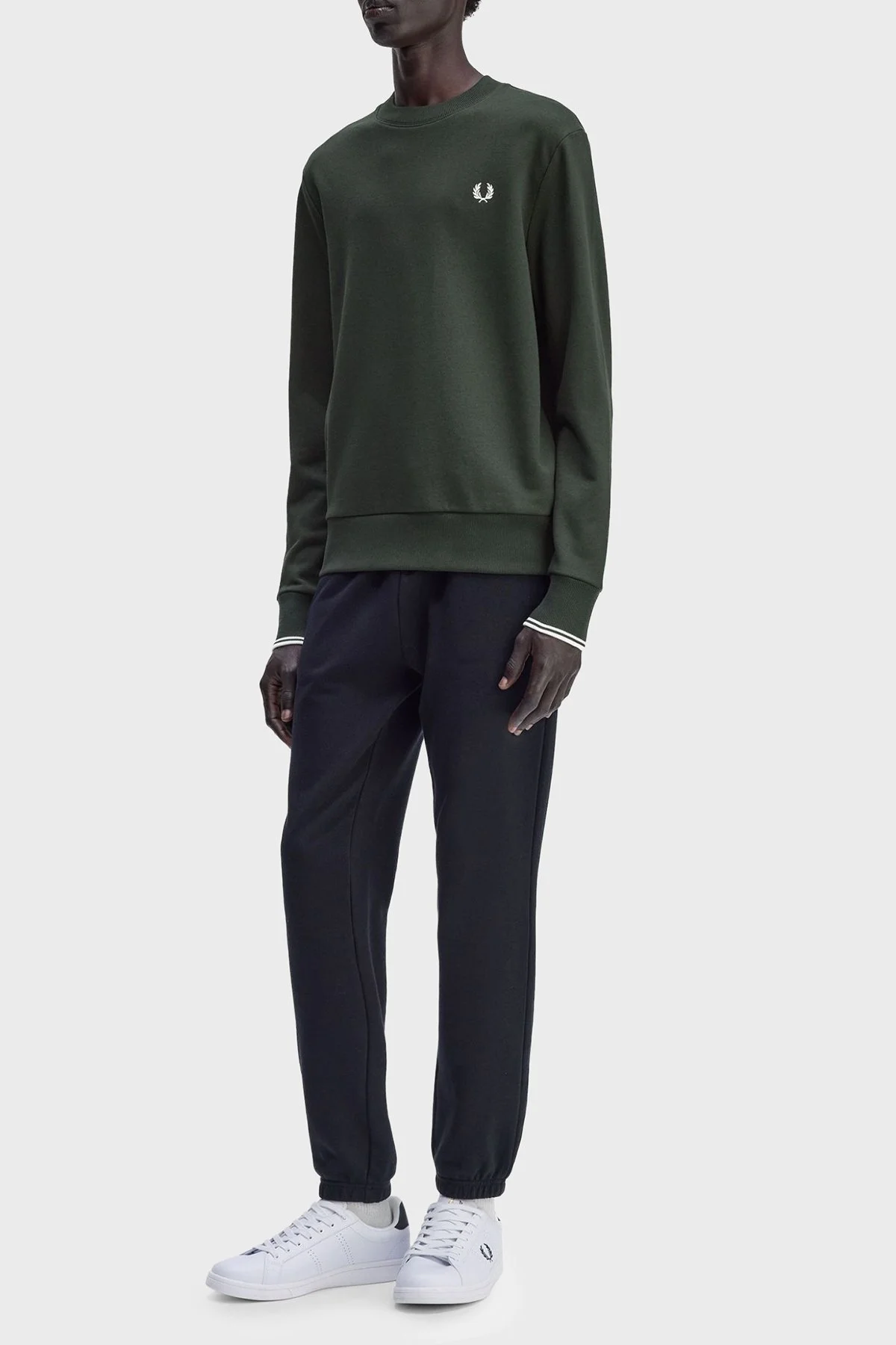 Fred Perry % 100 Pamuk Regular Fit Bisiklet Yaka Logolu Erkek Sweat M7535 T50 YEŞİL - 2