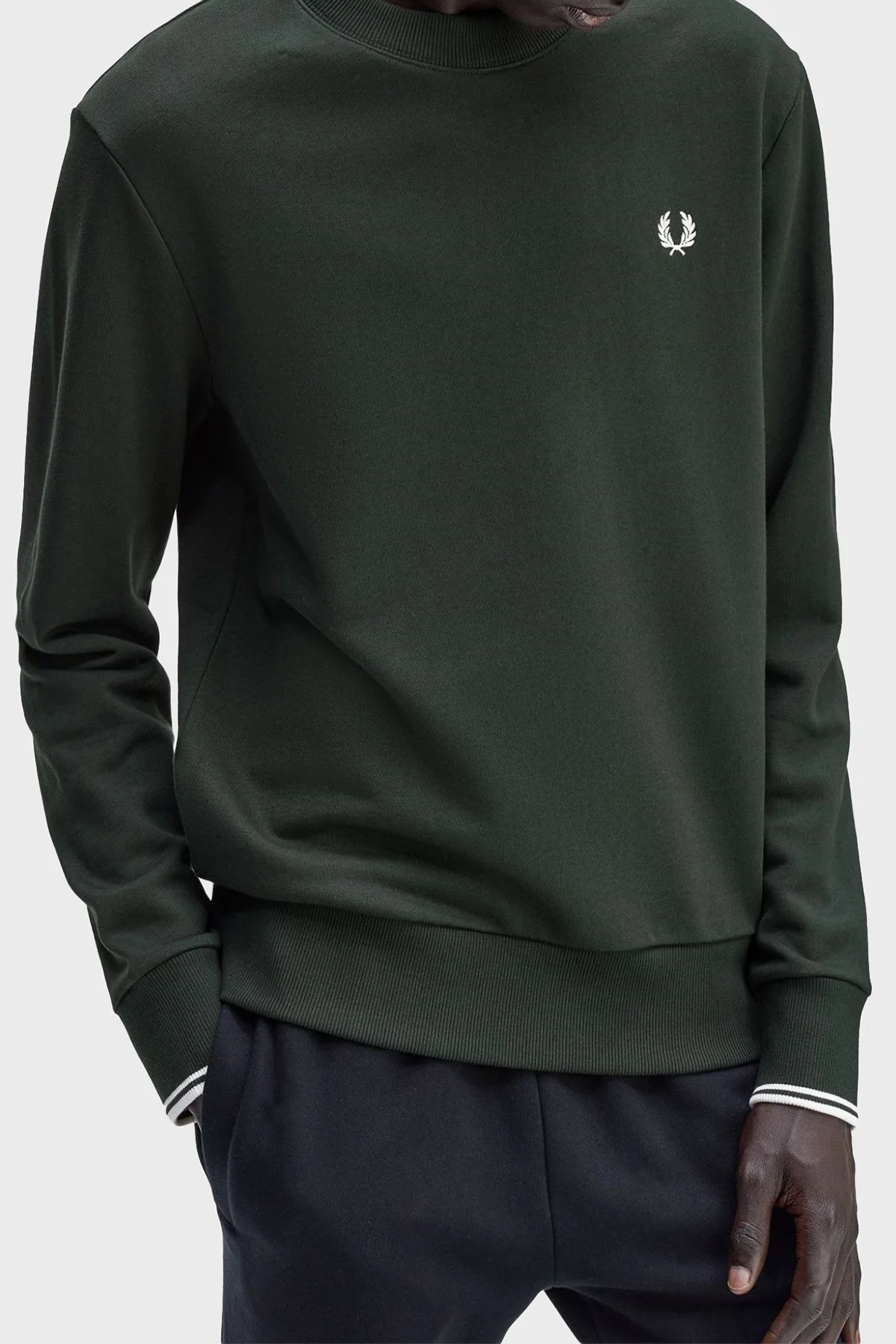 Fred Perry % 100 Pamuk Regular Fit Bisiklet Yaka Logolu Erkek Sweat M7535 T50 YEŞİL - 5