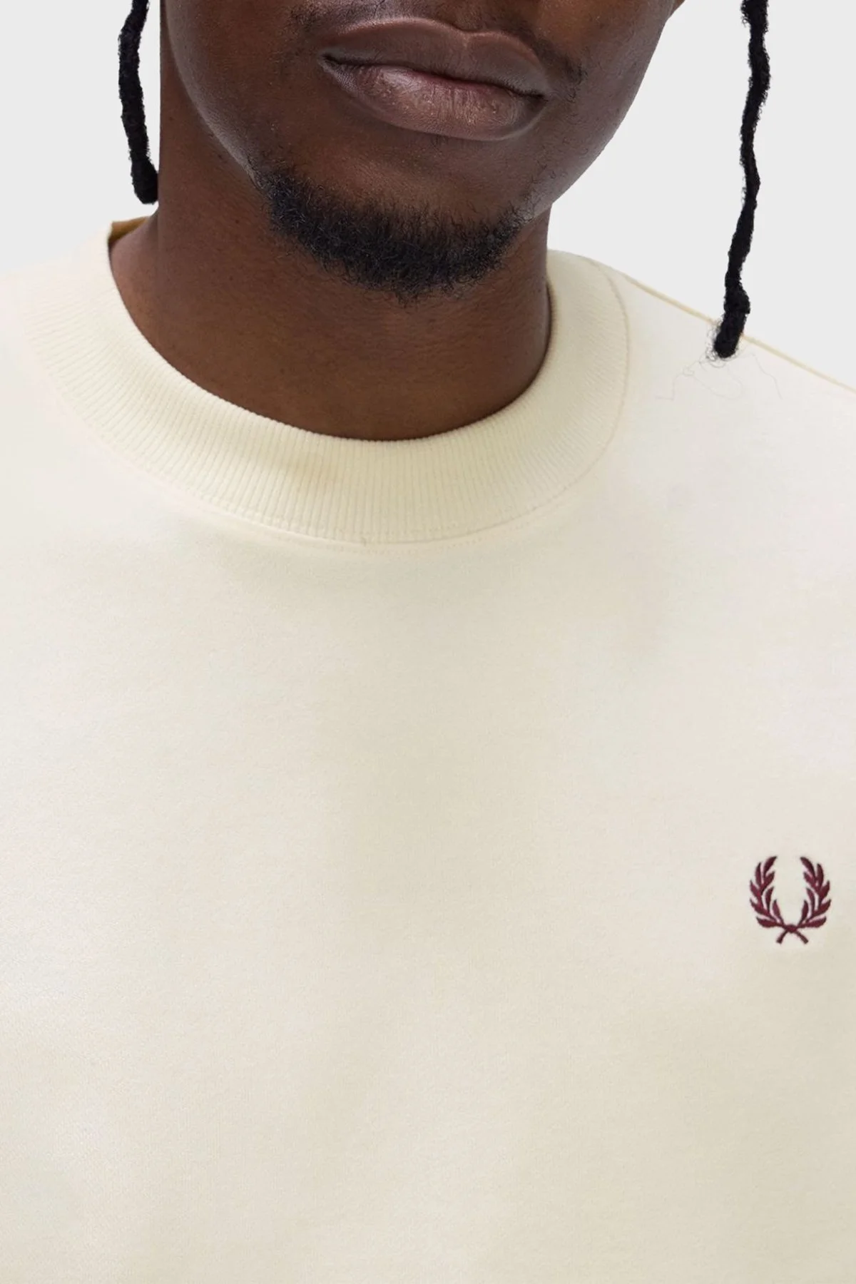 Fred Perry % 100 Pamuk Regular Fit Bisiklet Yaka Logolu Erkek Sweat M7535 Z46 BEJ - 4