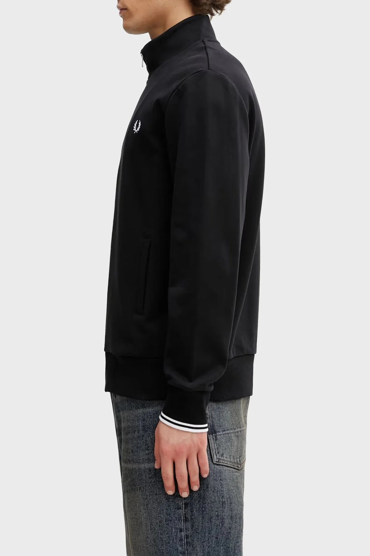 Fred Perry % 100 Pamuk Regular Fit Fermuarlı Erkek Sweat J3340 102 Siyah - 4