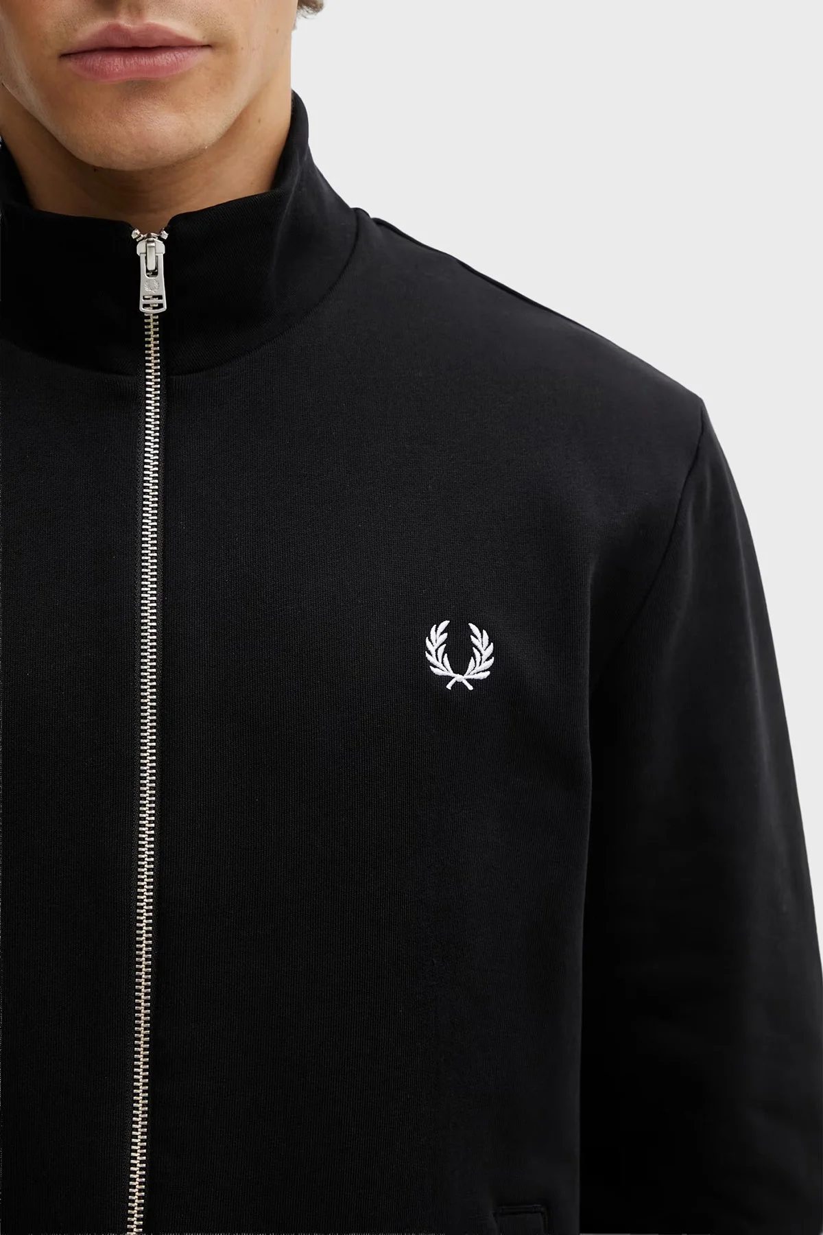 Fred Perry % 100 Pamuk Regular Fit Fermuarlı Erkek Sweat J3340 102 Siyah - 5