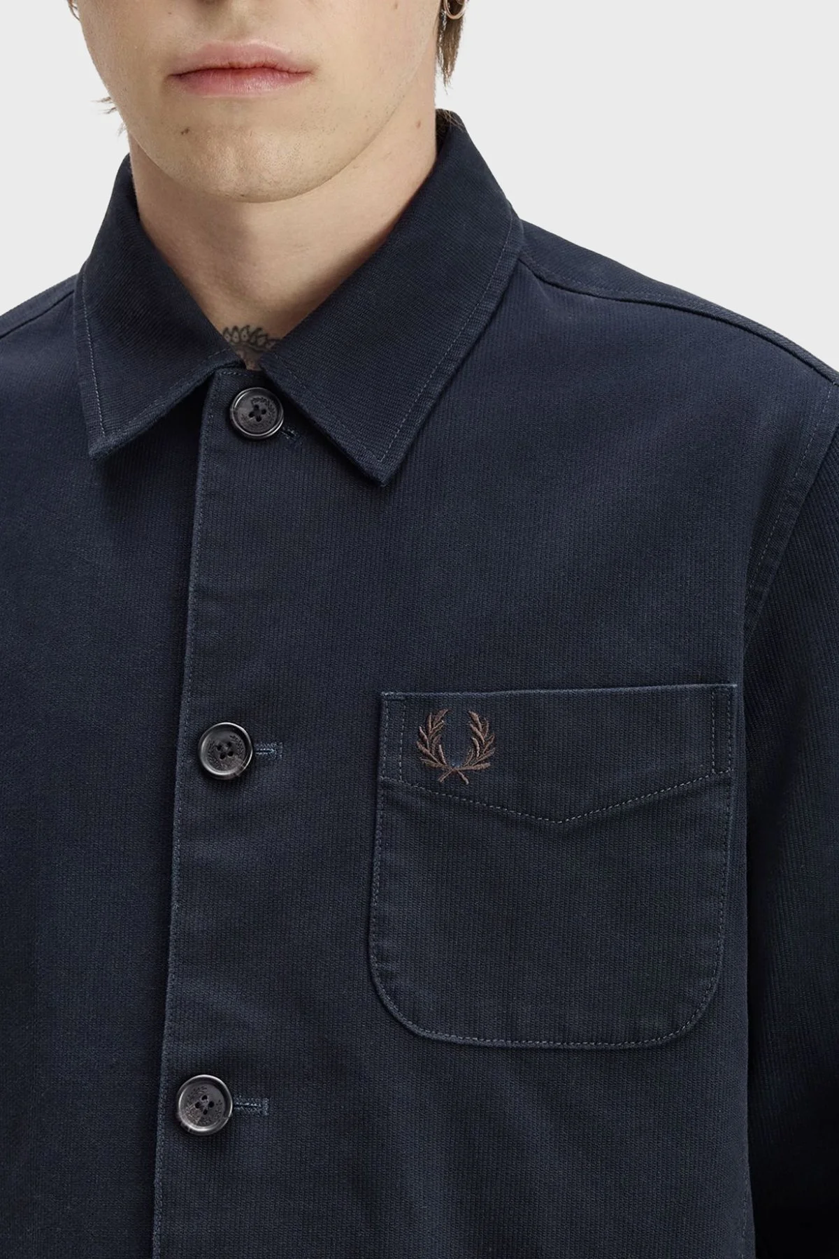Fred Perry %100 Pamuk Regular Fit Klasik Yaka Erkek Gömlek M1701 608 Lacivert - 5