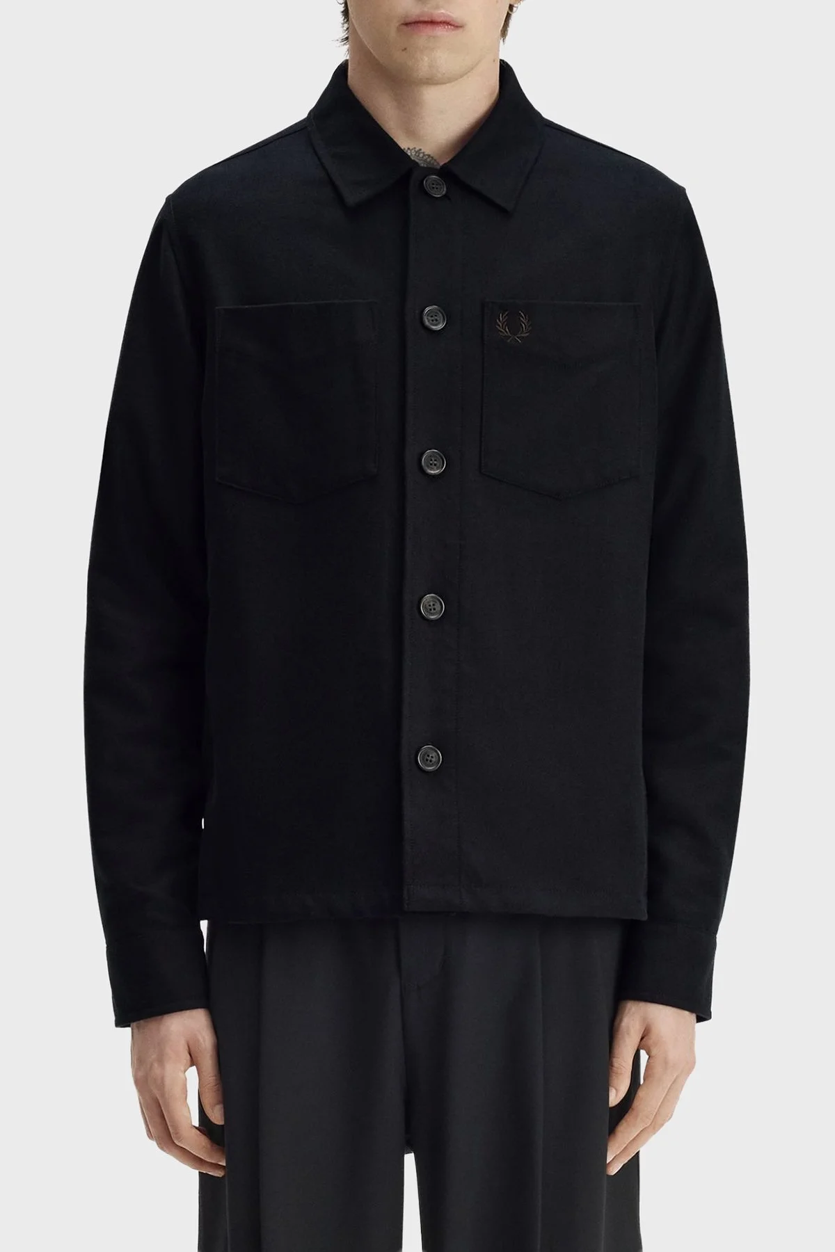 Fred Perry %100 Pamuk Regular Fit Klasik Yaka Erkek Gömlek M1723 184 Siyah - 1