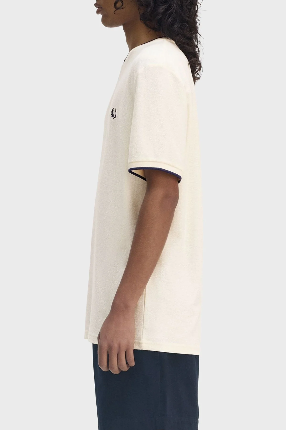 Fred Perry % 100 Pamuk Regular Fit Şerit Detaylı Bisiklet Yaka Erkek T Shirt M8585 560 EKRU - 9