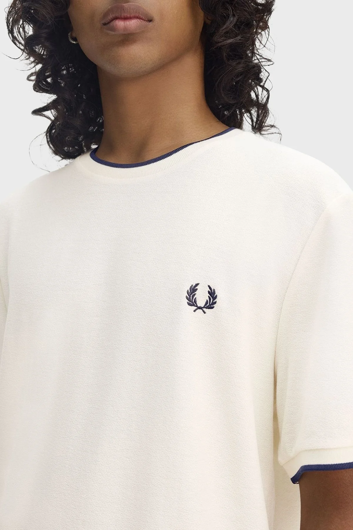 Fred Perry % 100 Pamuk Regular Fit Şerit Detaylı Bisiklet Yaka Erkek T Shirt M8585 560 EKRU - 11