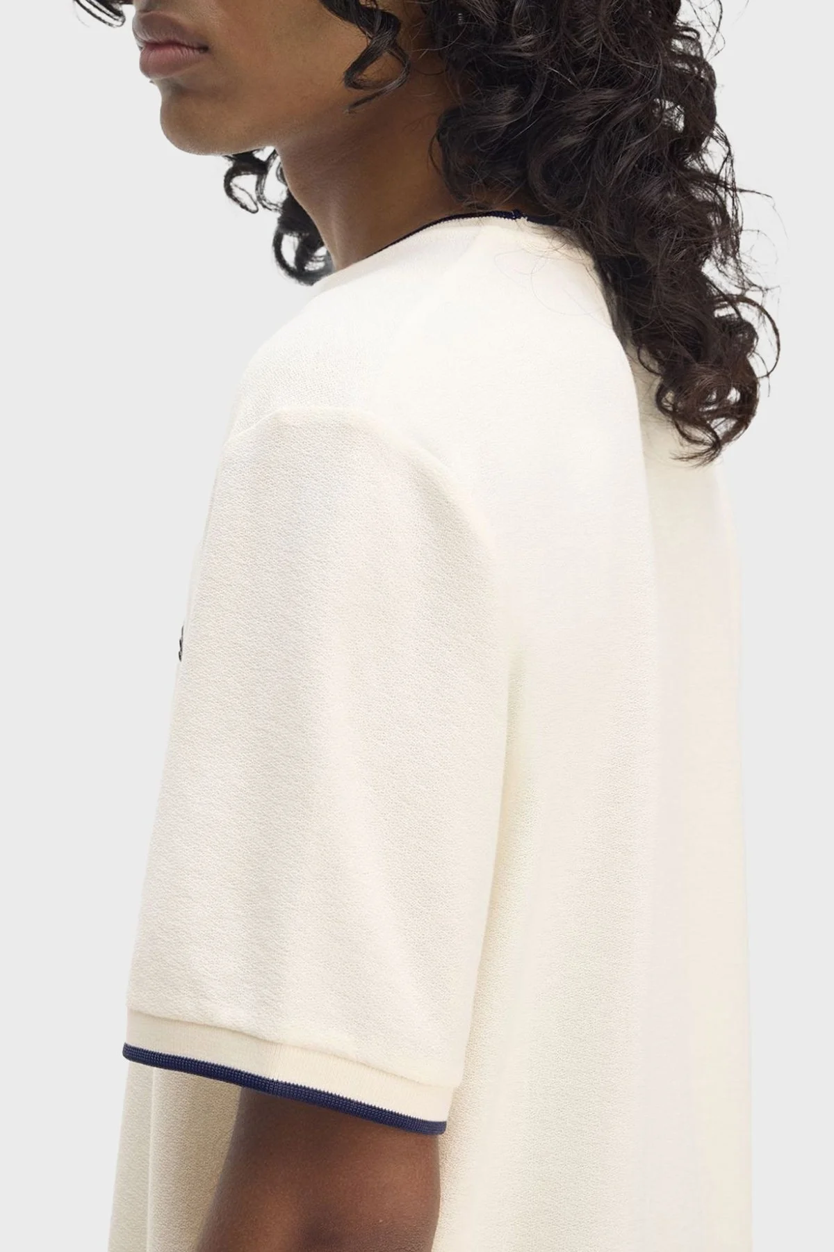 Fred Perry % 100 Pamuk Regular Fit Şerit Detaylı Bisiklet Yaka Erkek T Shirt M8585 560 EKRU - 12