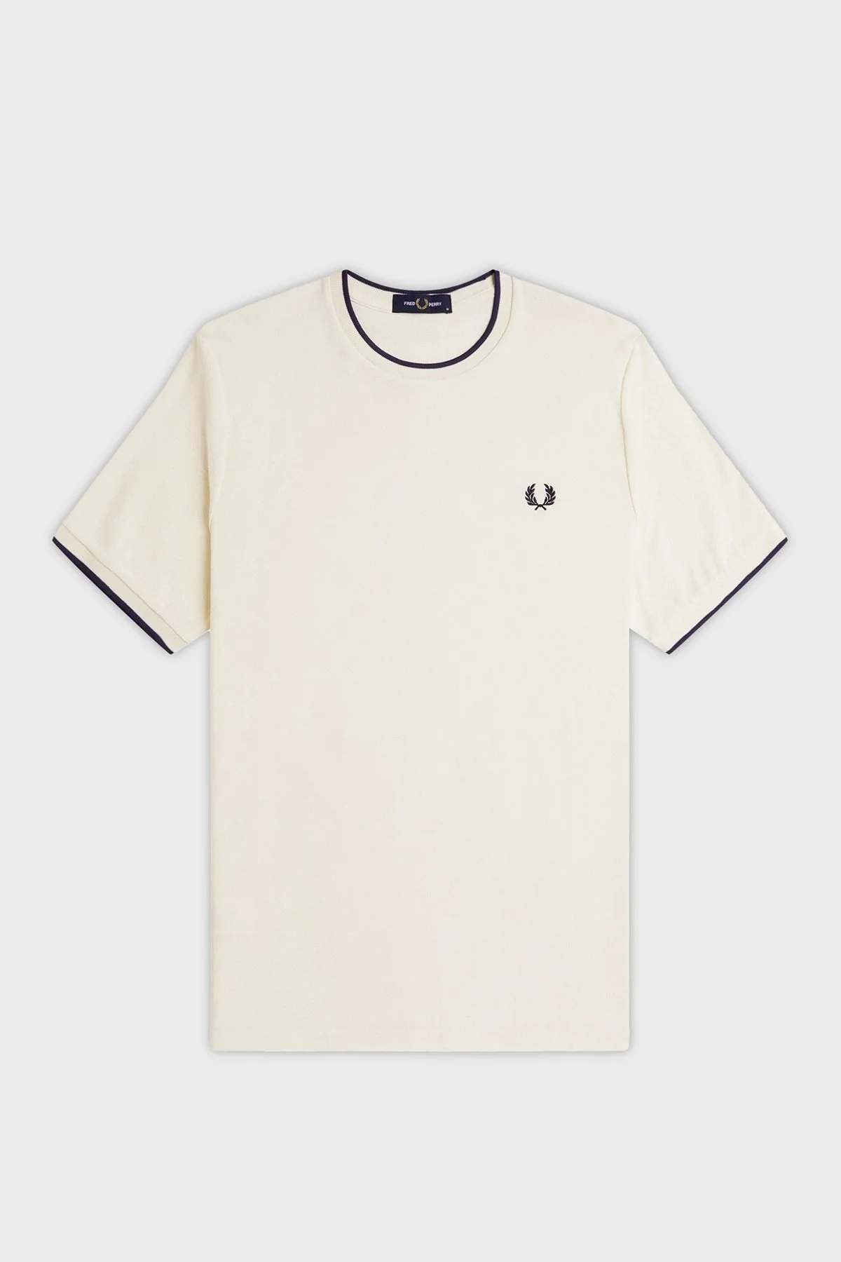 Fred Perry % 100 Pamuk Regular Fit Şerit Detaylı Bisiklet Yaka Erkek T Shirt M8585 560 EKRU - 13
