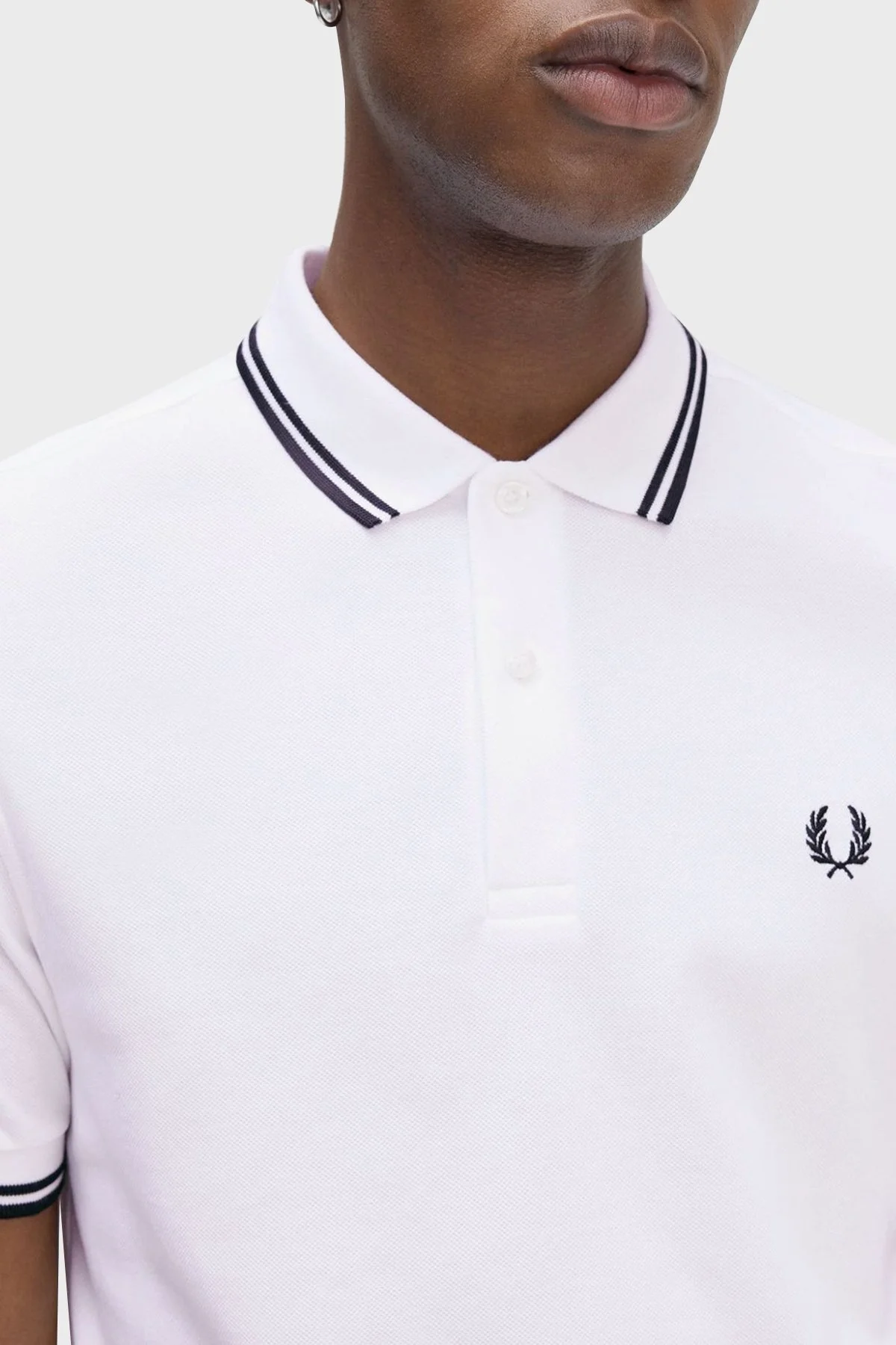 Fred Perry % 100 Pamuk Regular Fit Şerit Detaylı Düğmeli Erkek Polo Yaka T Shirt M3600 200 BEYAZ - 9