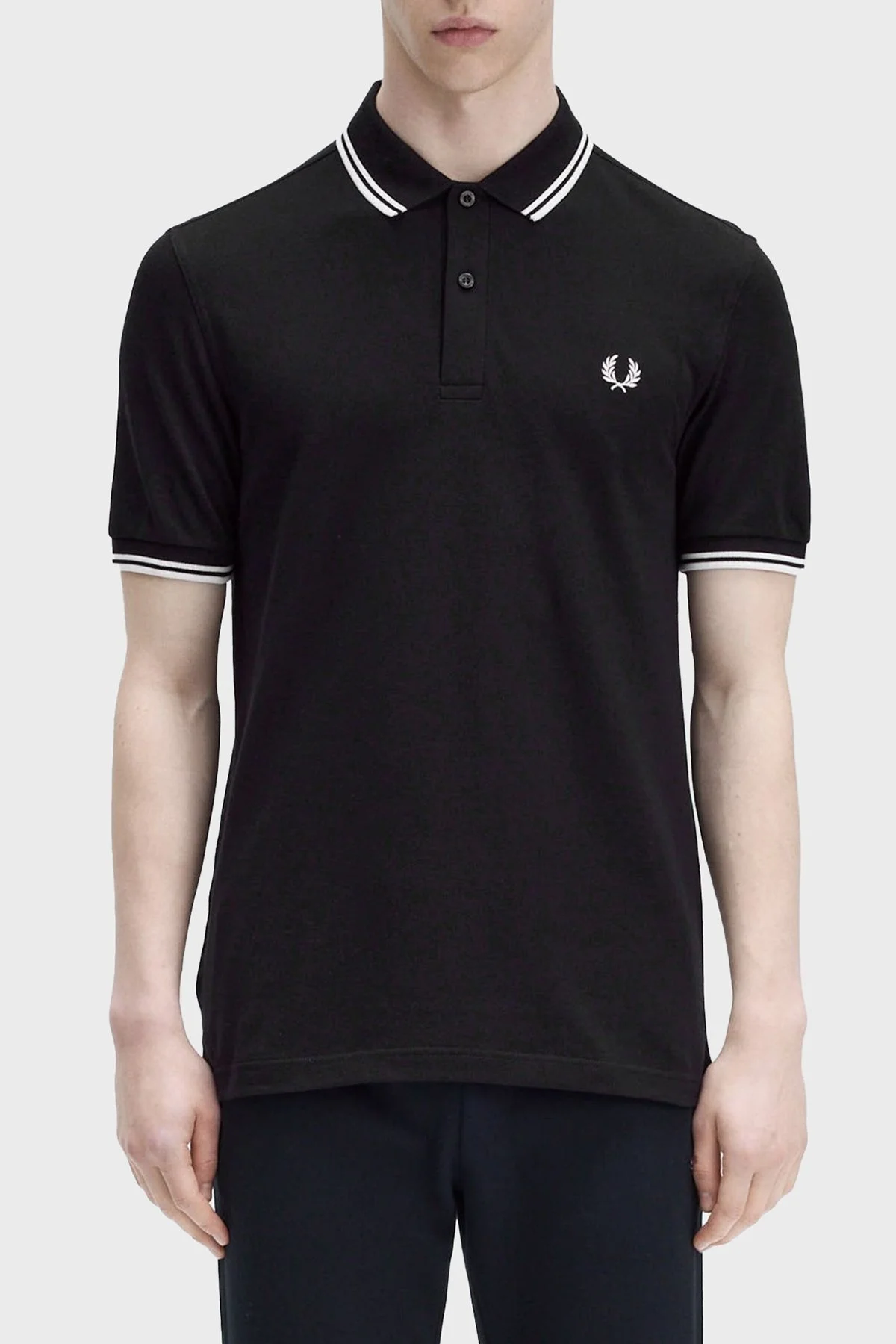Fred Perry % 100 Pamuk Regular Fit Şerit Detaylı Düğmeli Erkek Polo Yaka T Shirt M3600 350 SİYAH - 8
