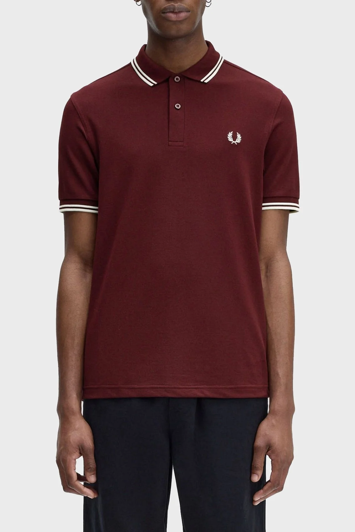 Fred Perry % 100 Pamuk Regular Fit Şerit Detaylı Düğmeli Erkek Polo Yaka T Shirt M3600 597 BORDO - 7