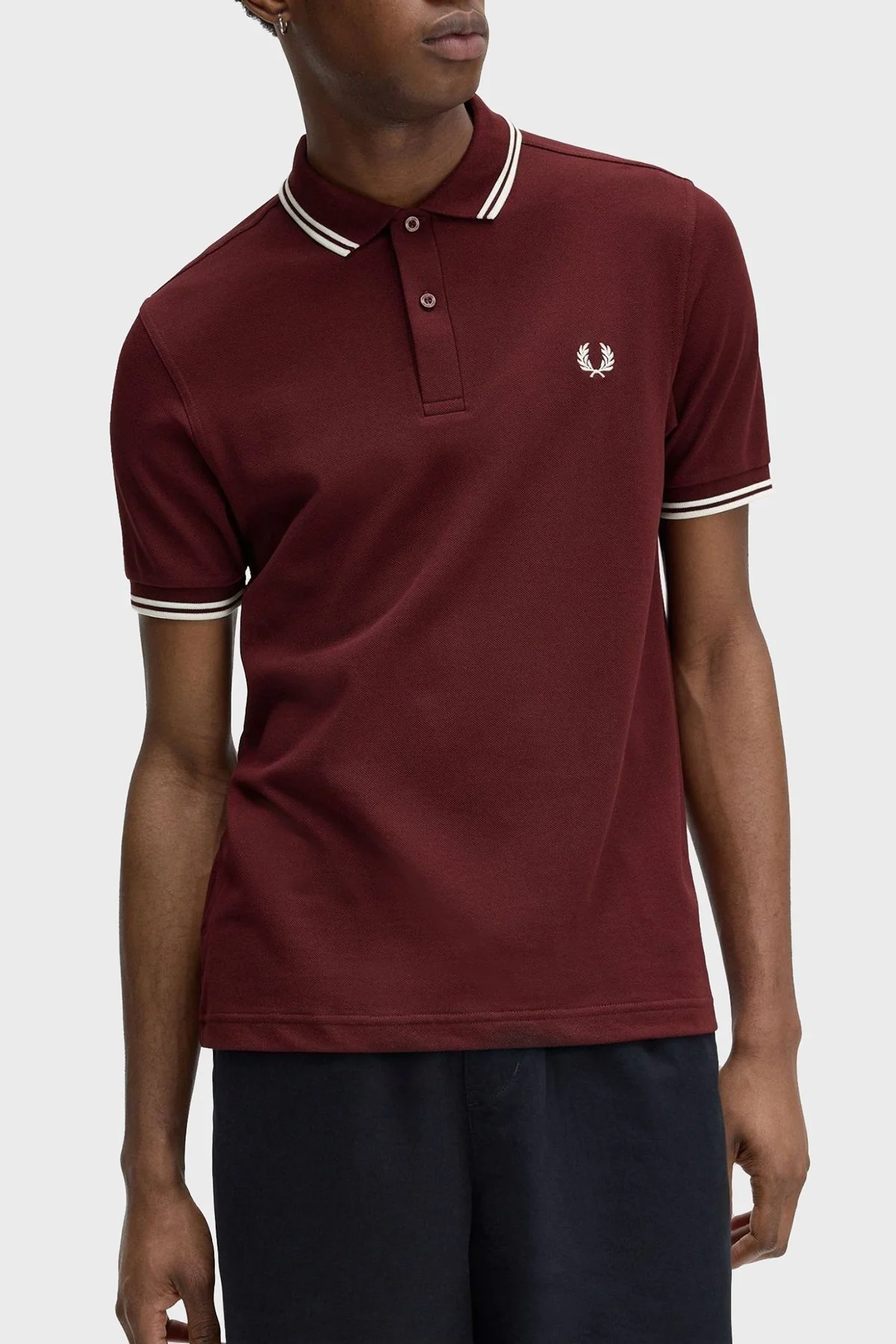 Fred Perry % 100 Pamuk Regular Fit Şerit Detaylı Düğmeli Erkek Polo Yaka T Shirt M3600 597 BORDO - 9