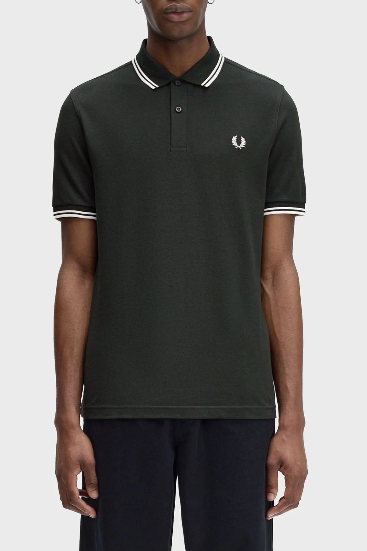 Fred Perry % 100 Pamuk Regular Fit Şerit Detaylı Düğmeli Erkek Polo Yaka T Shirt M3600 T50 KOYU YEŞİL - 6