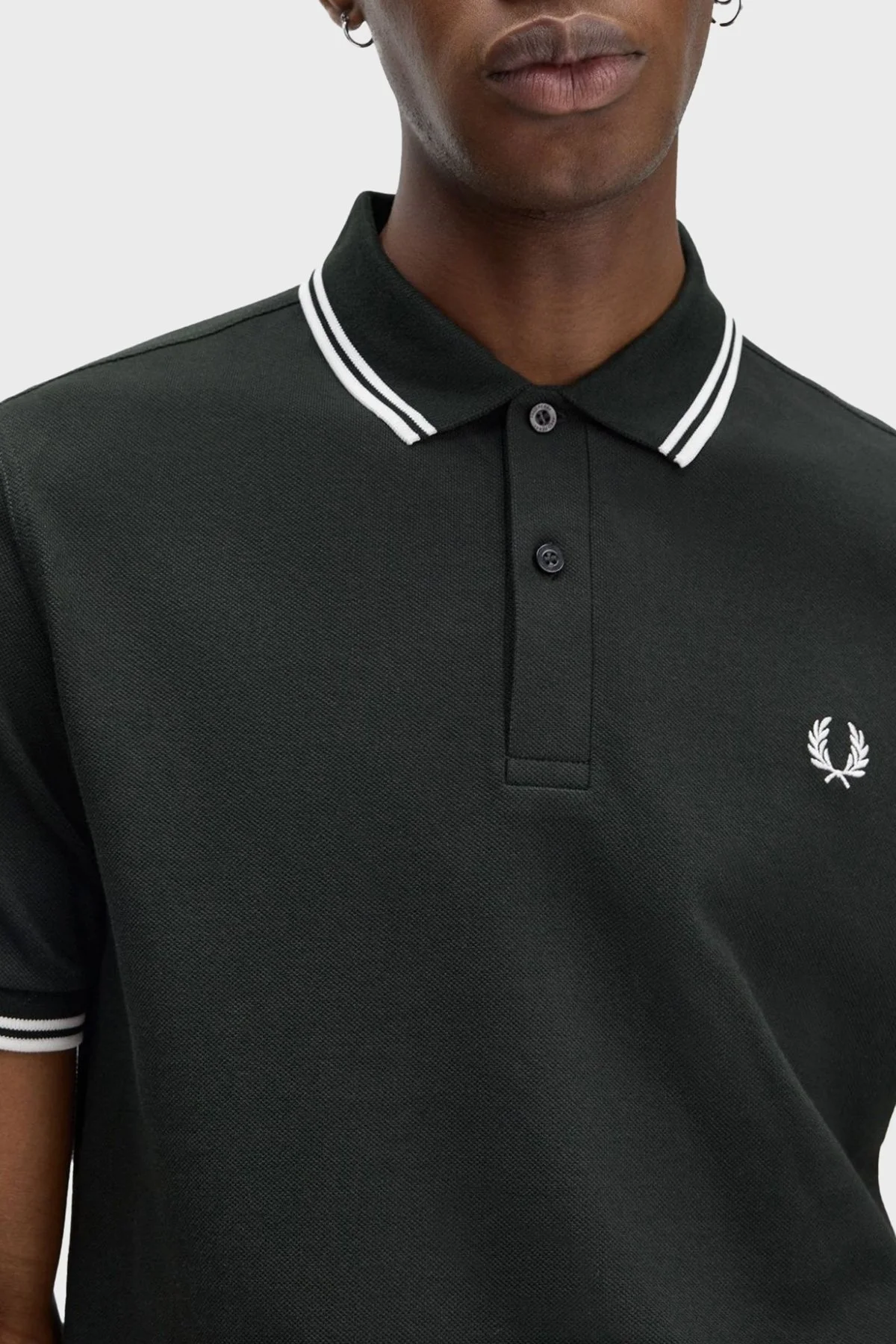 Fred Perry % 100 Pamuk Regular Fit Şerit Detaylı Düğmeli Erkek Polo Yaka T Shirt M3600 T50 KOYU YEŞİL - 7