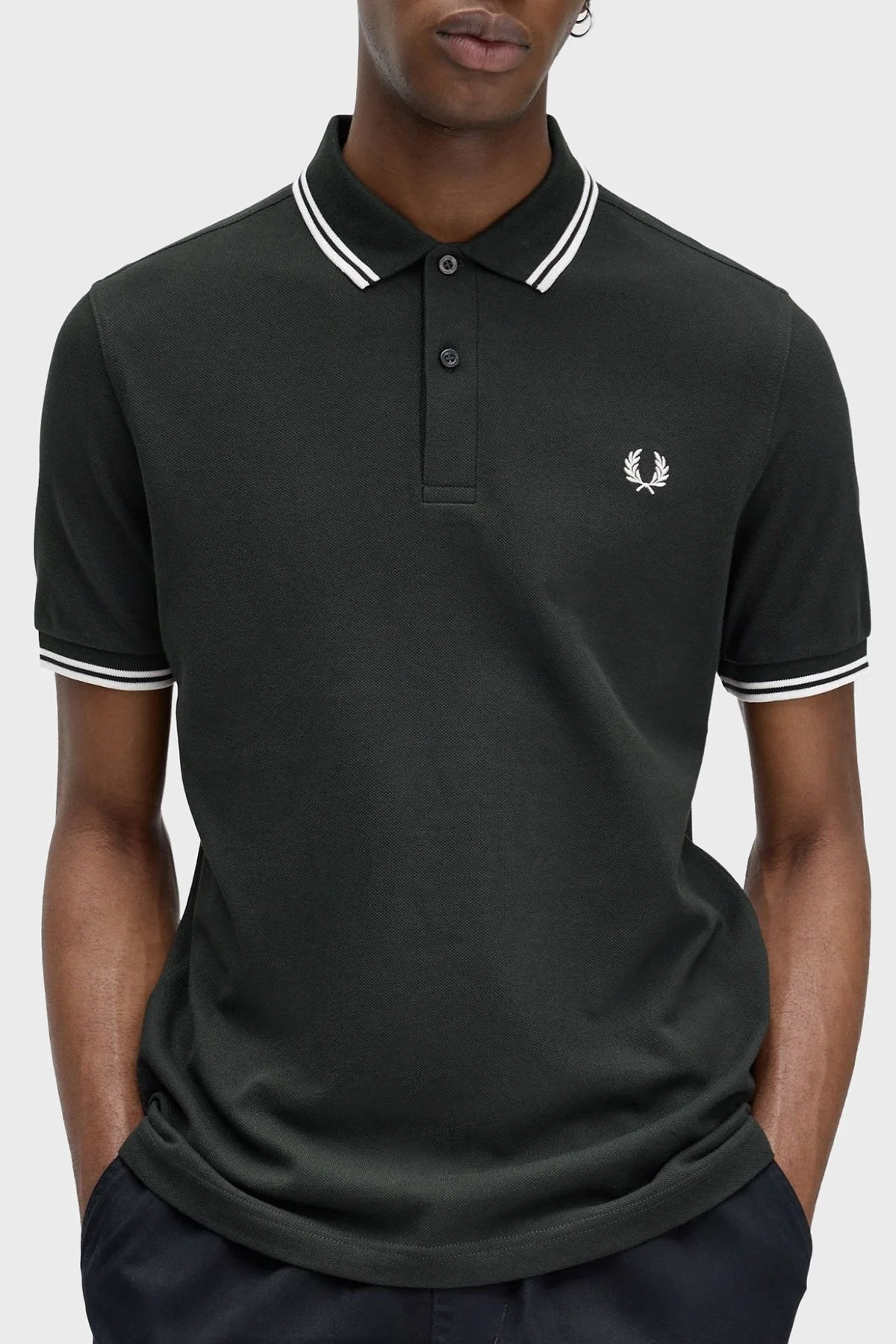 Fred Perry % 100 Pamuk Regular Fit Şerit Detaylı Düğmeli Erkek Polo Yaka T Shirt M3600 T50 KOYU YEŞİL - 8