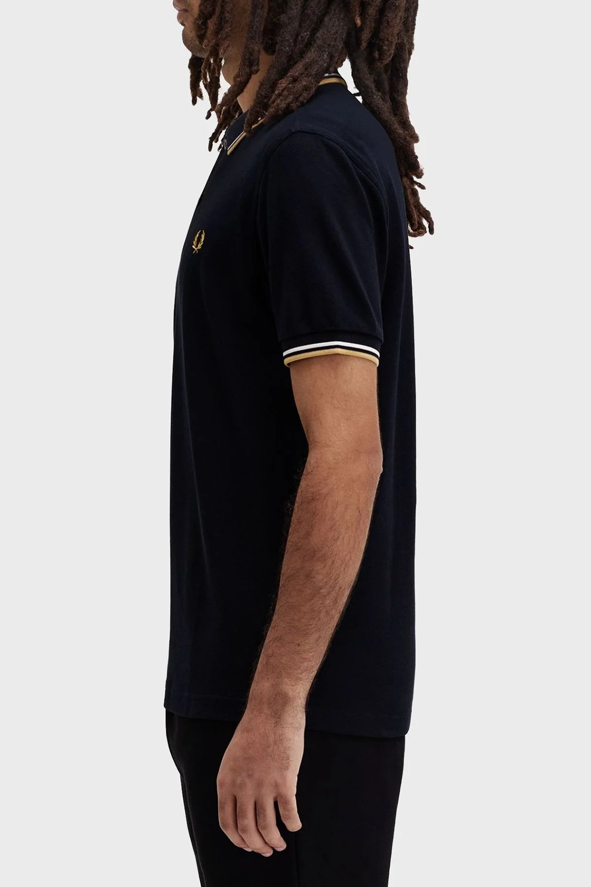 Fred Perry % 100 Pamuk Regular Fit Şerit Detaylı Düğmeli Erkek Polo Yaka T Shirt M3600 W53 LACİVERT - 2