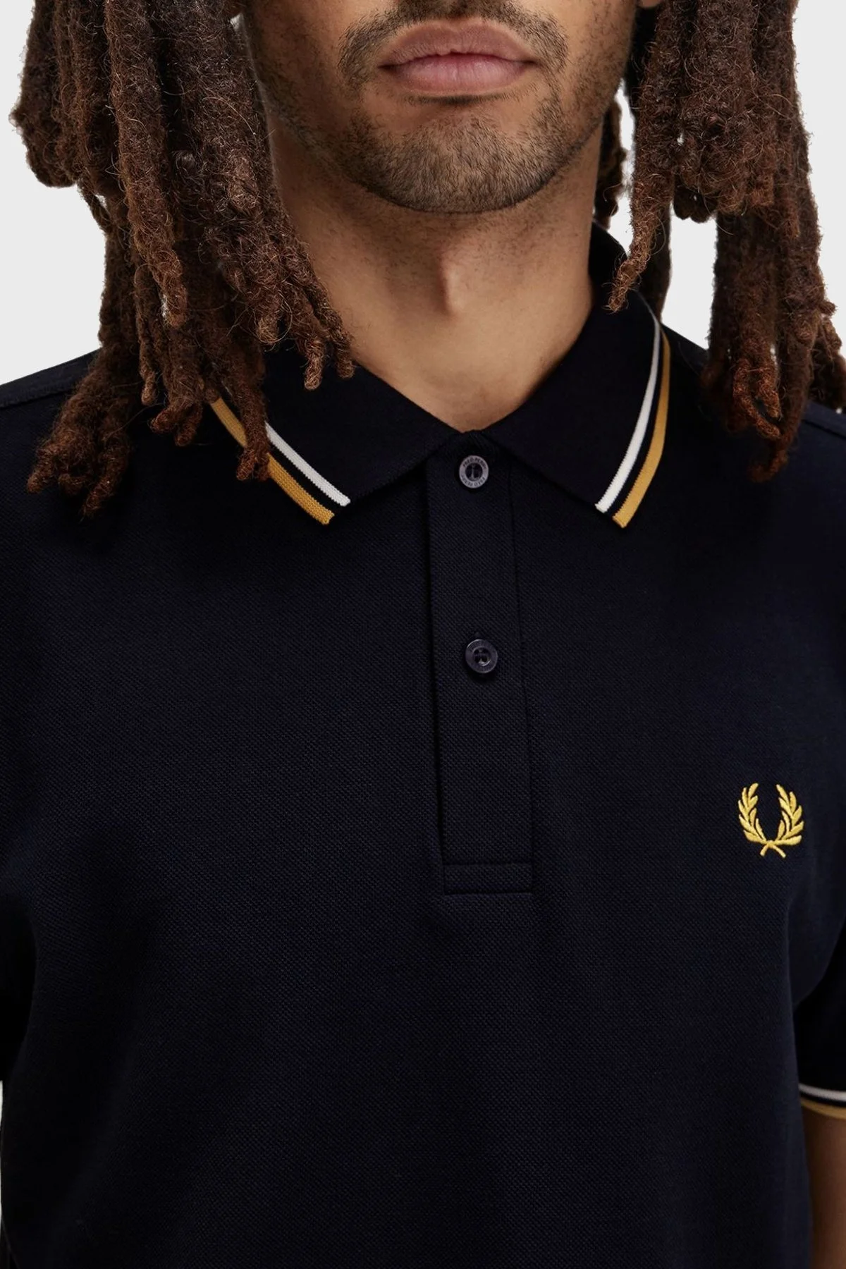 Fred Perry % 100 Pamuk Regular Fit Şerit Detaylı Düğmeli Erkek Polo Yaka T Shirt M3600 W53 LACİVERT - 4