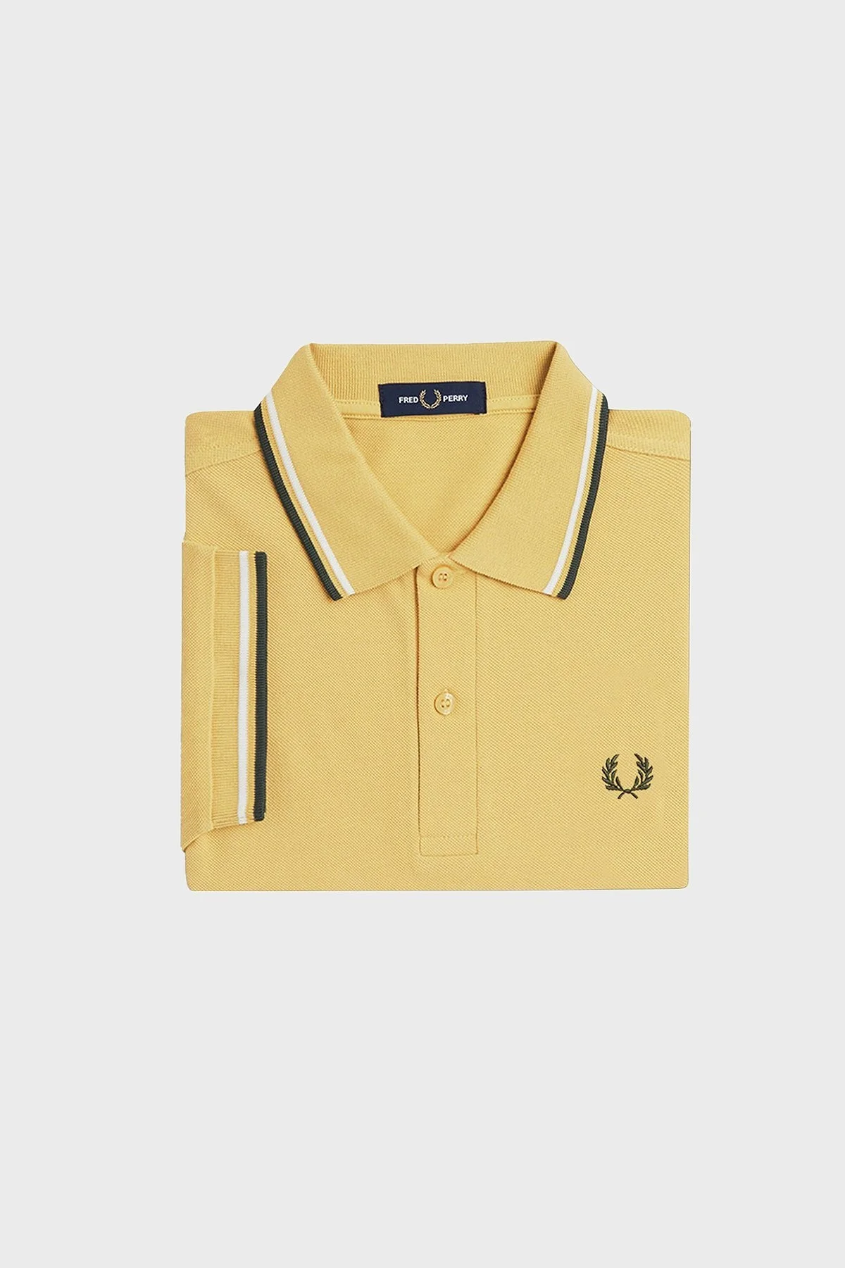 Fred Perry % 100 Pamuk Regular Fit Şerit Detaylı Düğmeli Erkek Polo Yaka T Shirt M3600 Y33 SARI - 12